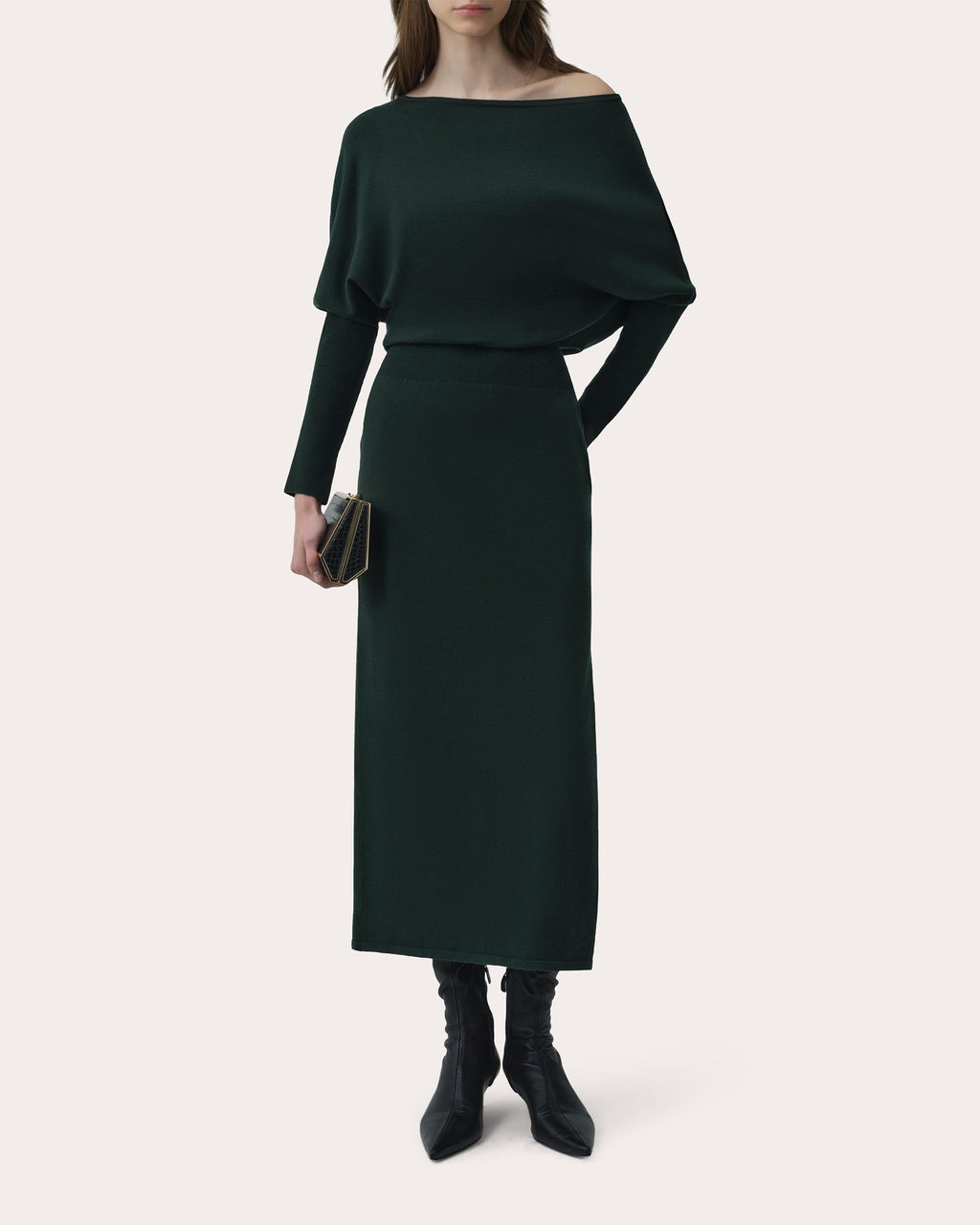 Janese Knit Wool Draped Midi Dress