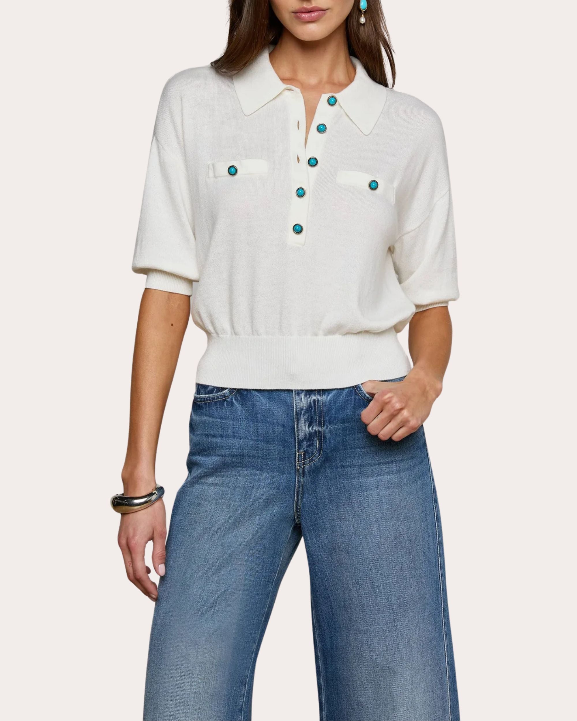 Masaki Short-Sleeve Polo Sweater