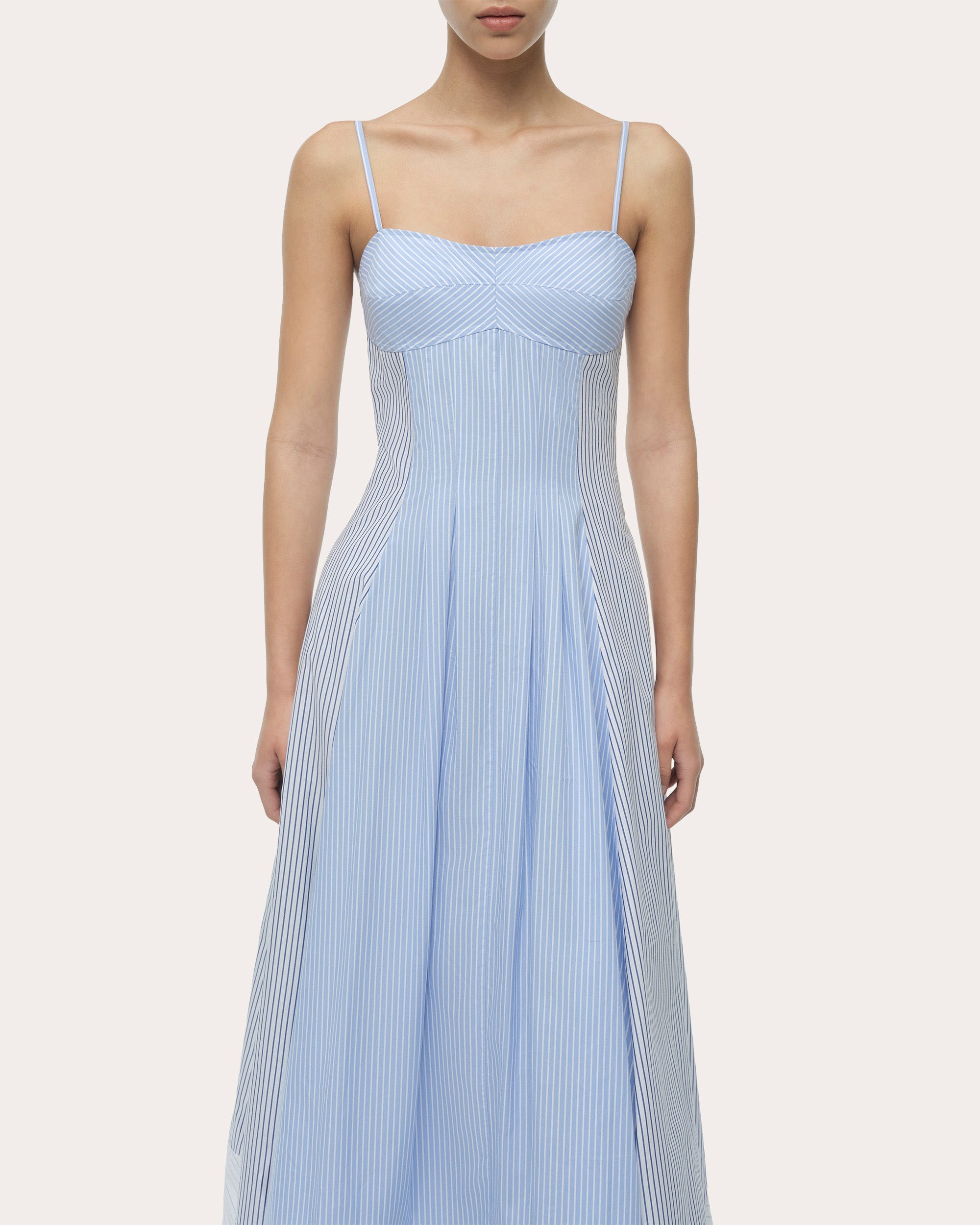 Chamberlain Cotton Stripe Pleated Midi Dress