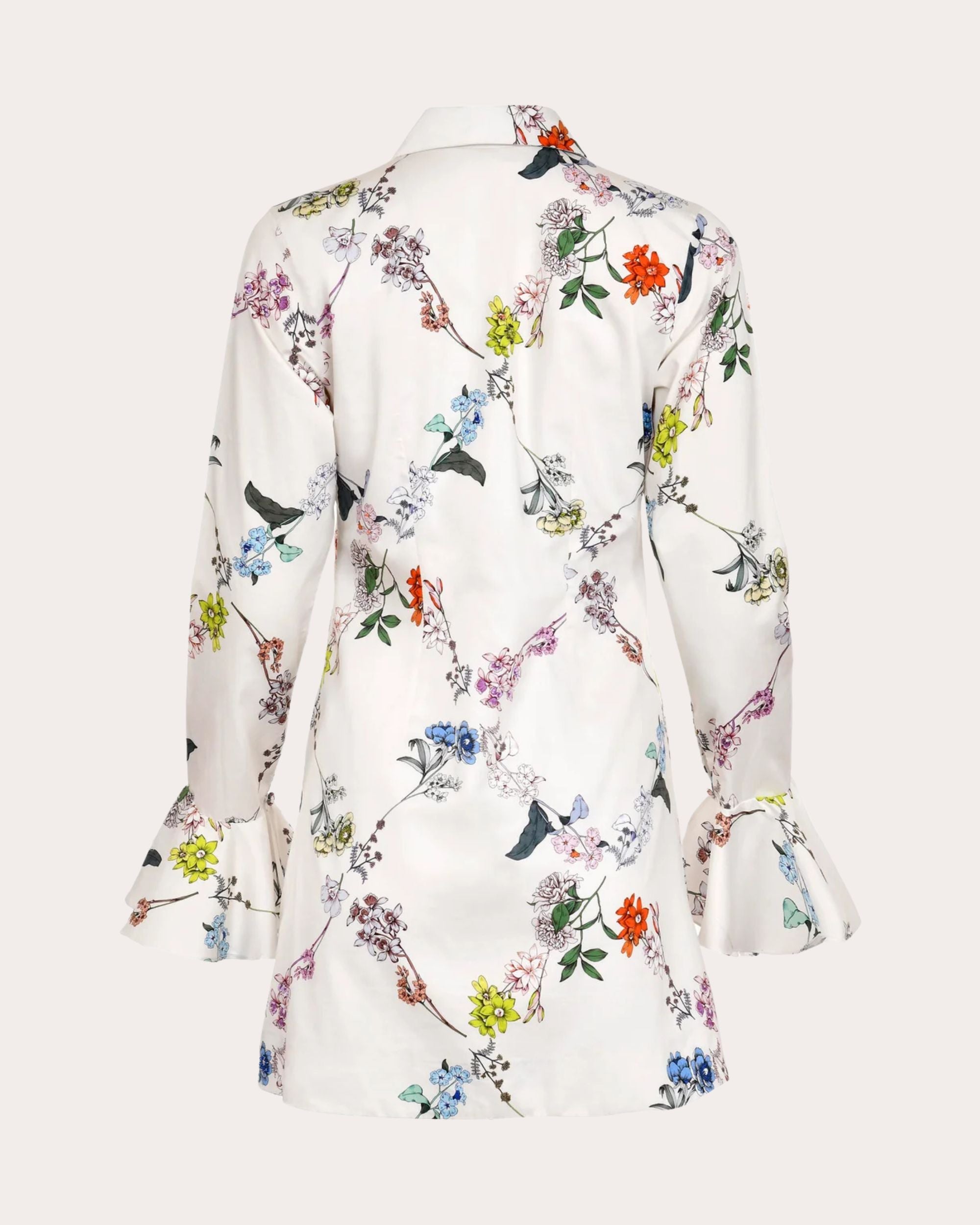Cate Floral Cotton Ruffle Mini Shirt Dress