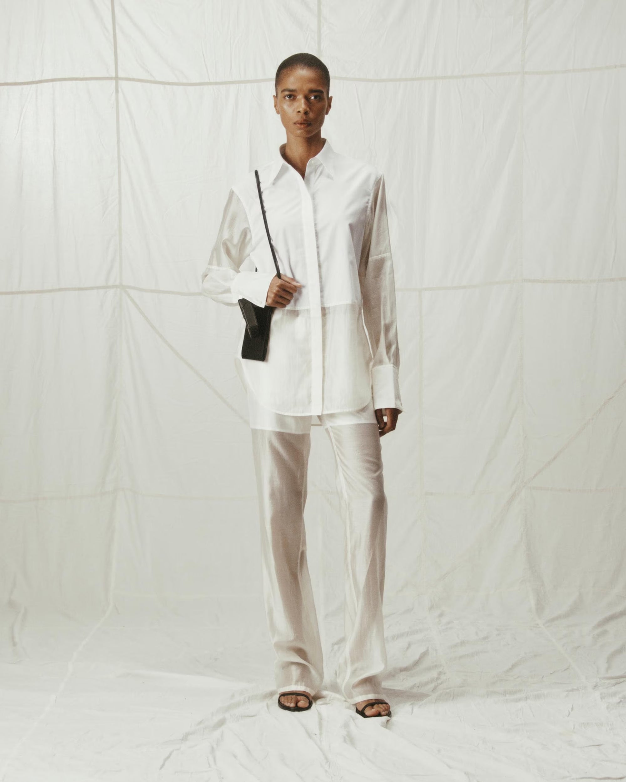 Cotton Poplin Voile Combo Button-Up
