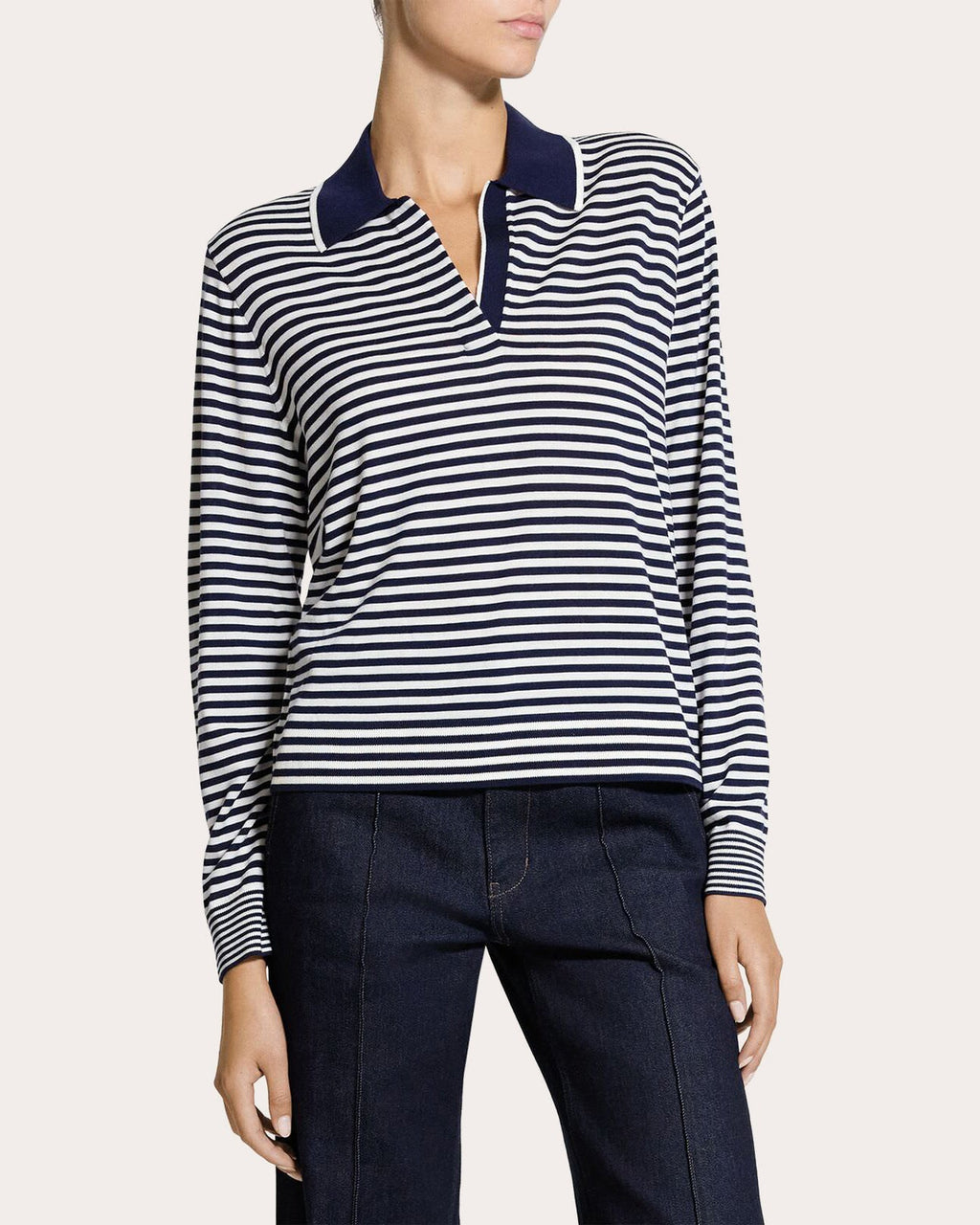 Stripe Wool Boyfriend Polo