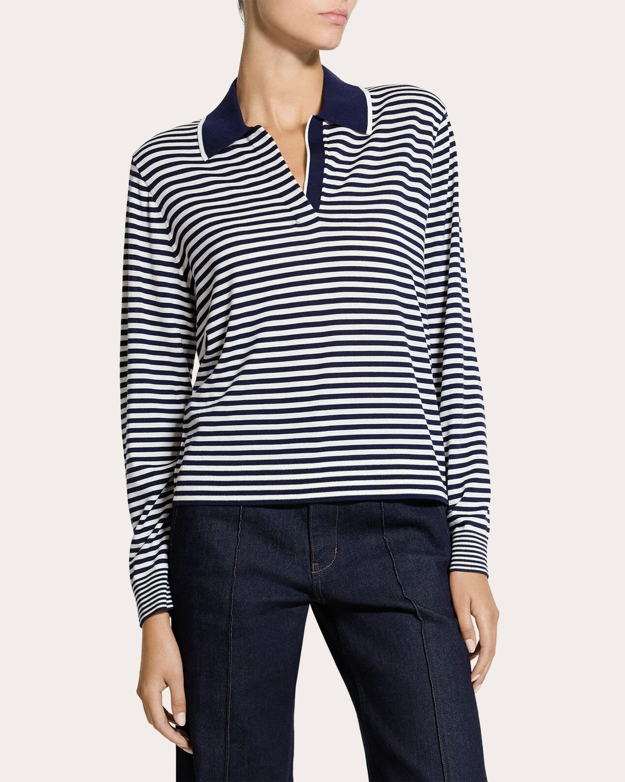 Stripe Wool Boyfriend Polo