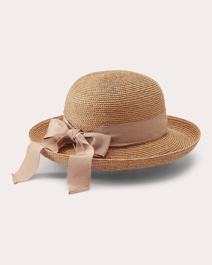 Newport Grosgrain-Trimmed Raffia Sun Hat