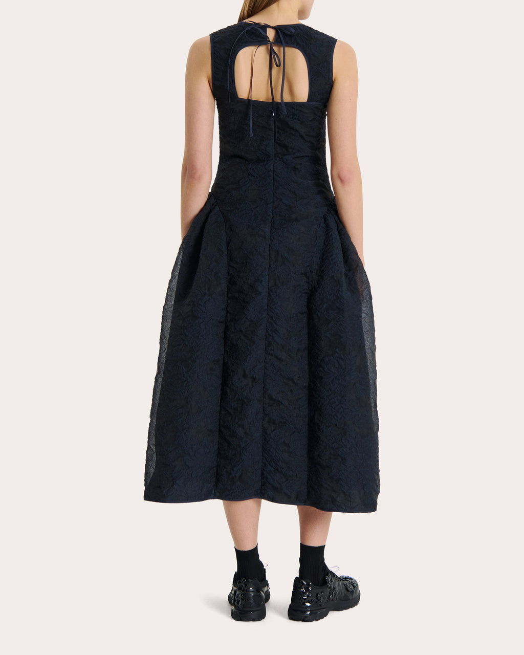 Gine Floral Matelassé Midi Dress