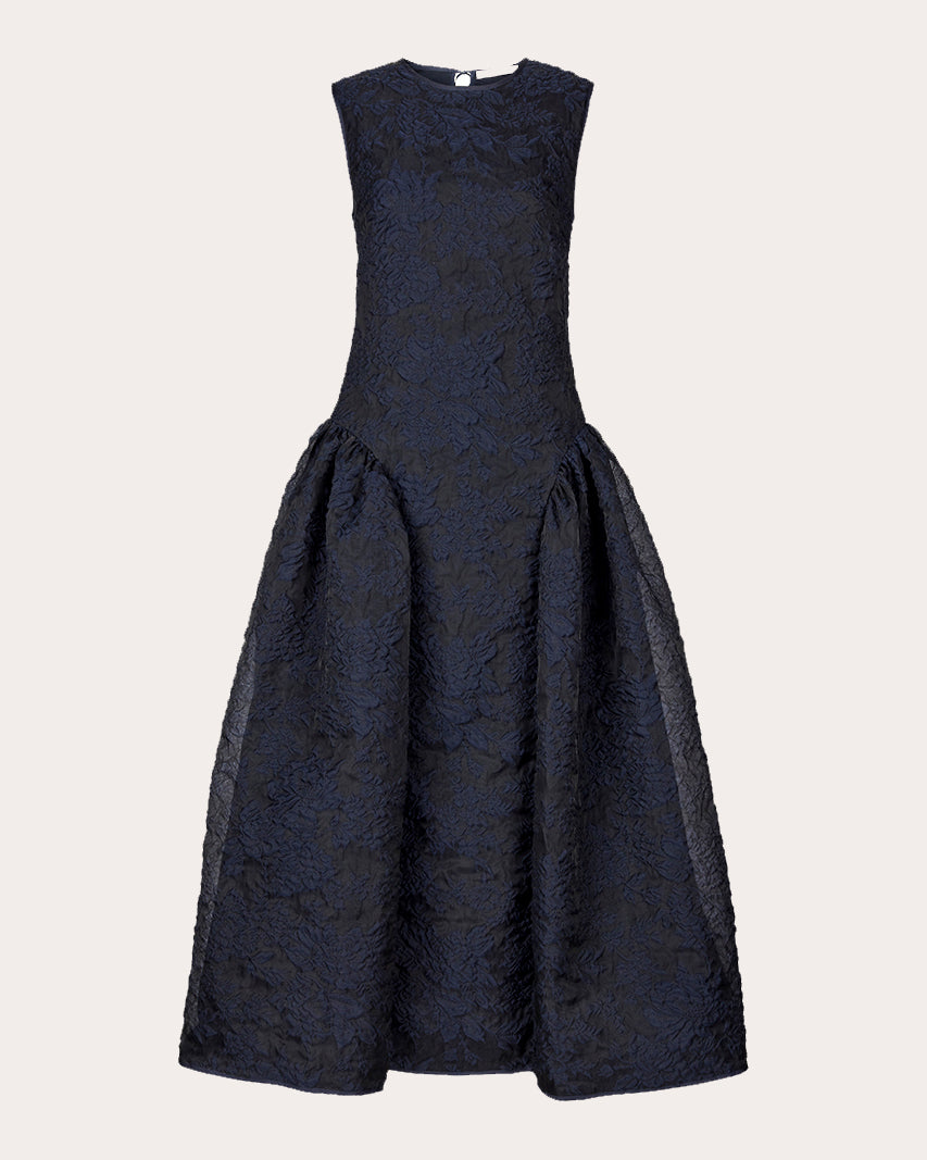 Gine Floral Matelassé Midi Dress