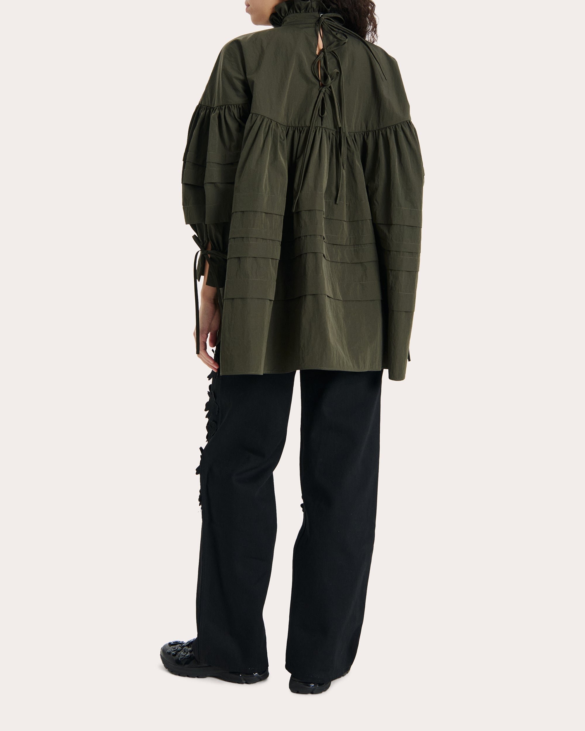 Alberte Oversized Pleated Taffeta Top