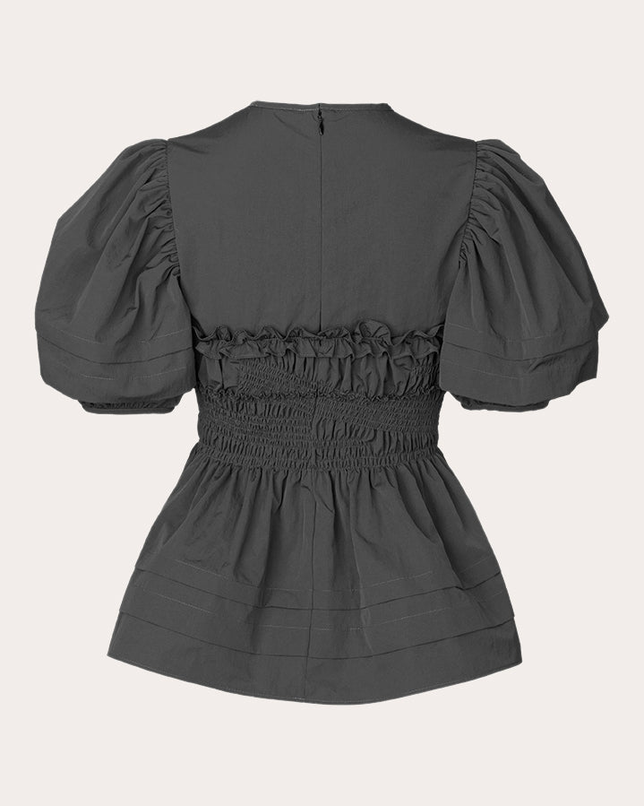Onessa Shirred Taffeta Peplum Top
