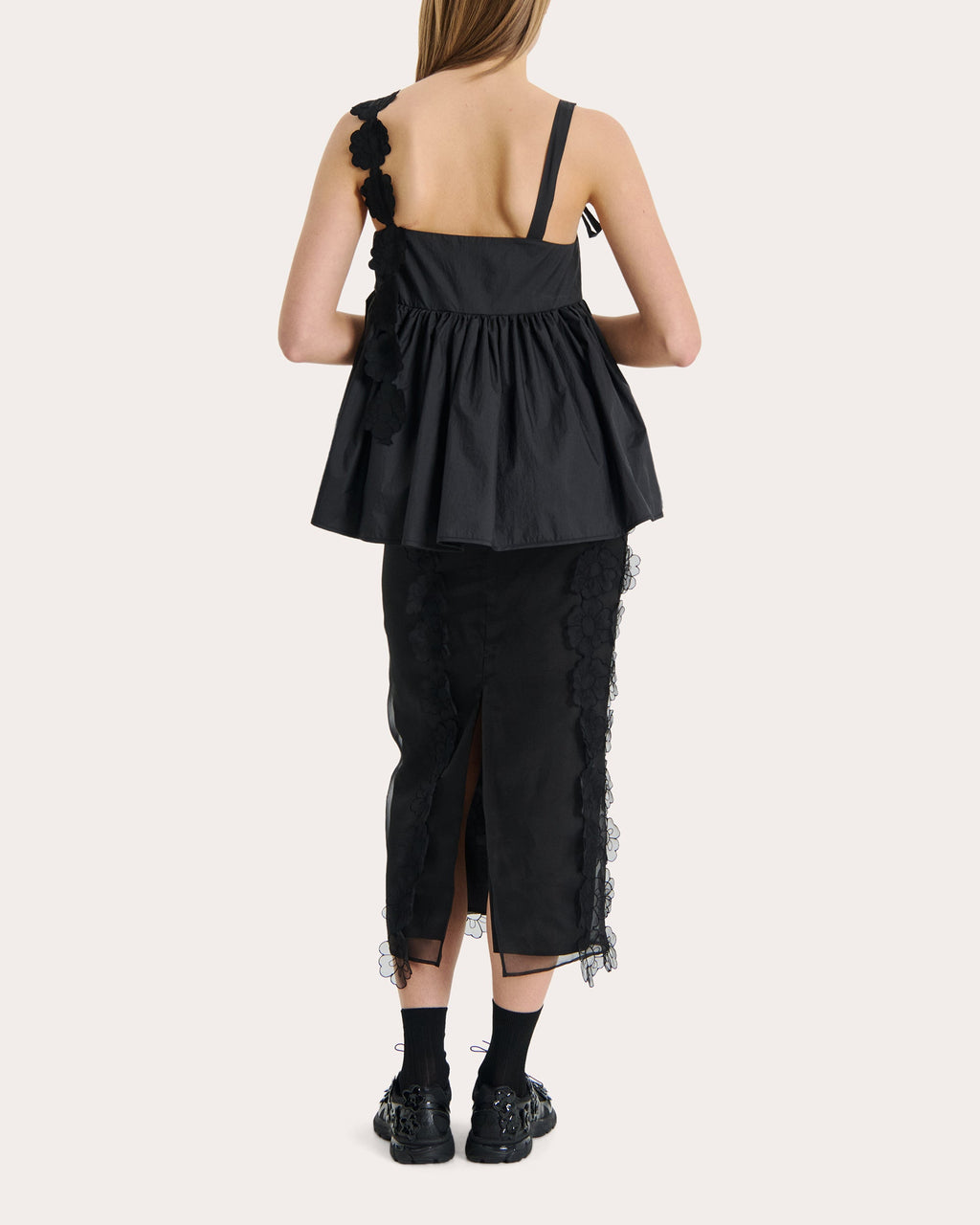 Olympia Floral-Appliquéd Midi Skirt