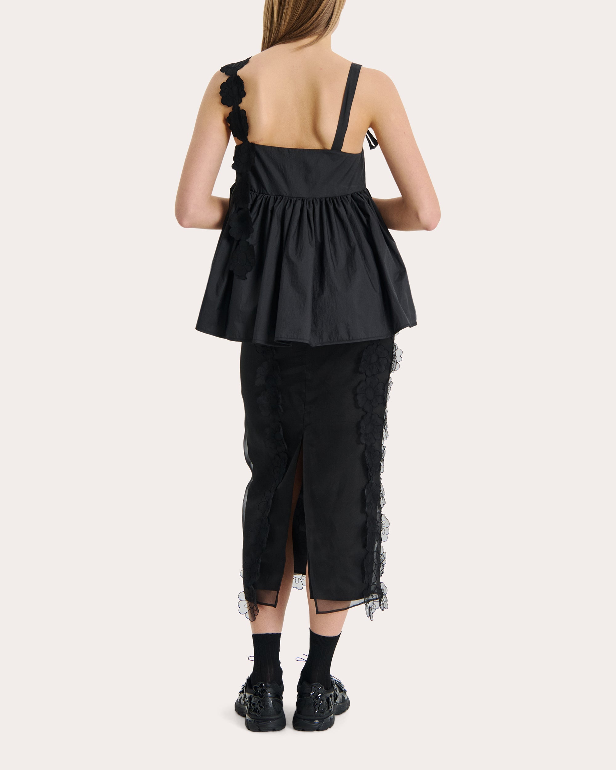 Olympia Floral-Appliquéd Midi Skirt