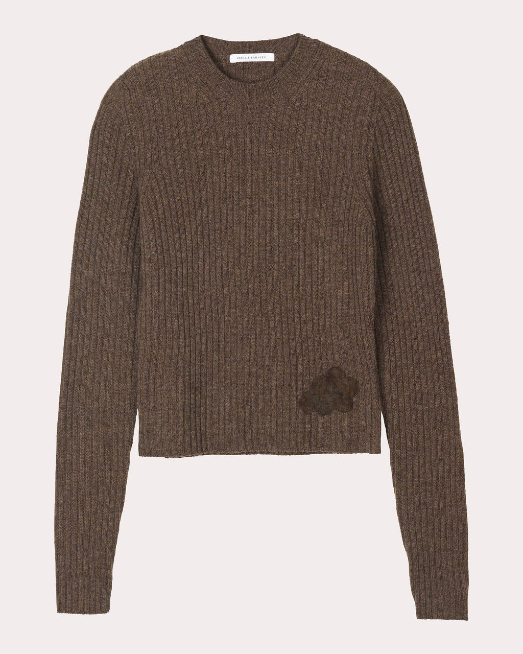 Blas Floral Appliqué Wool Crewneck Sweater