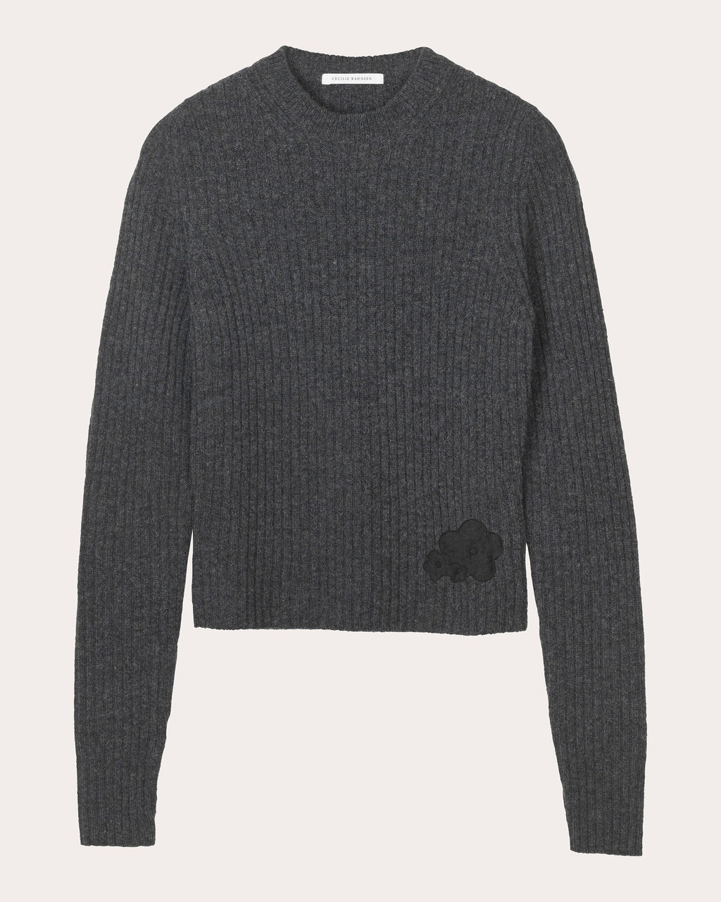 Blas Floral Appliqué Wool Crewneck Sweater
