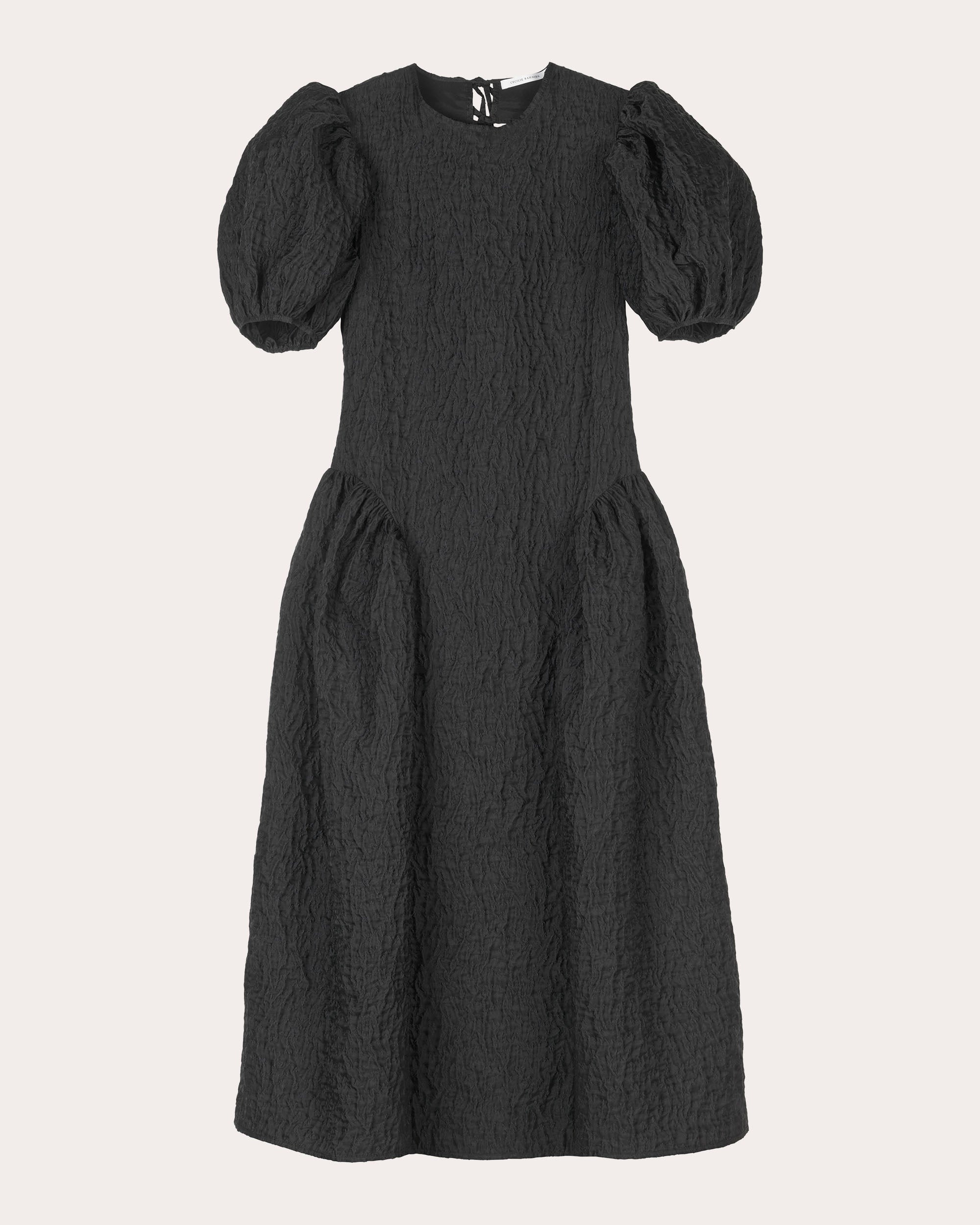 Bali Lobelia Matelassé Puff-Sleeve Midi Dress