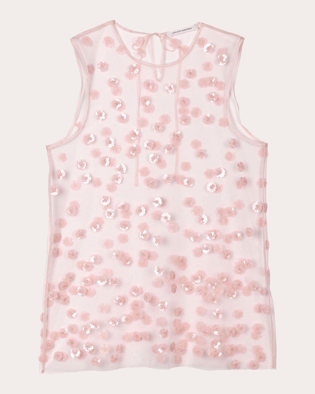 Utania Floral Sequin Sheer Tulle Sleeveless Top