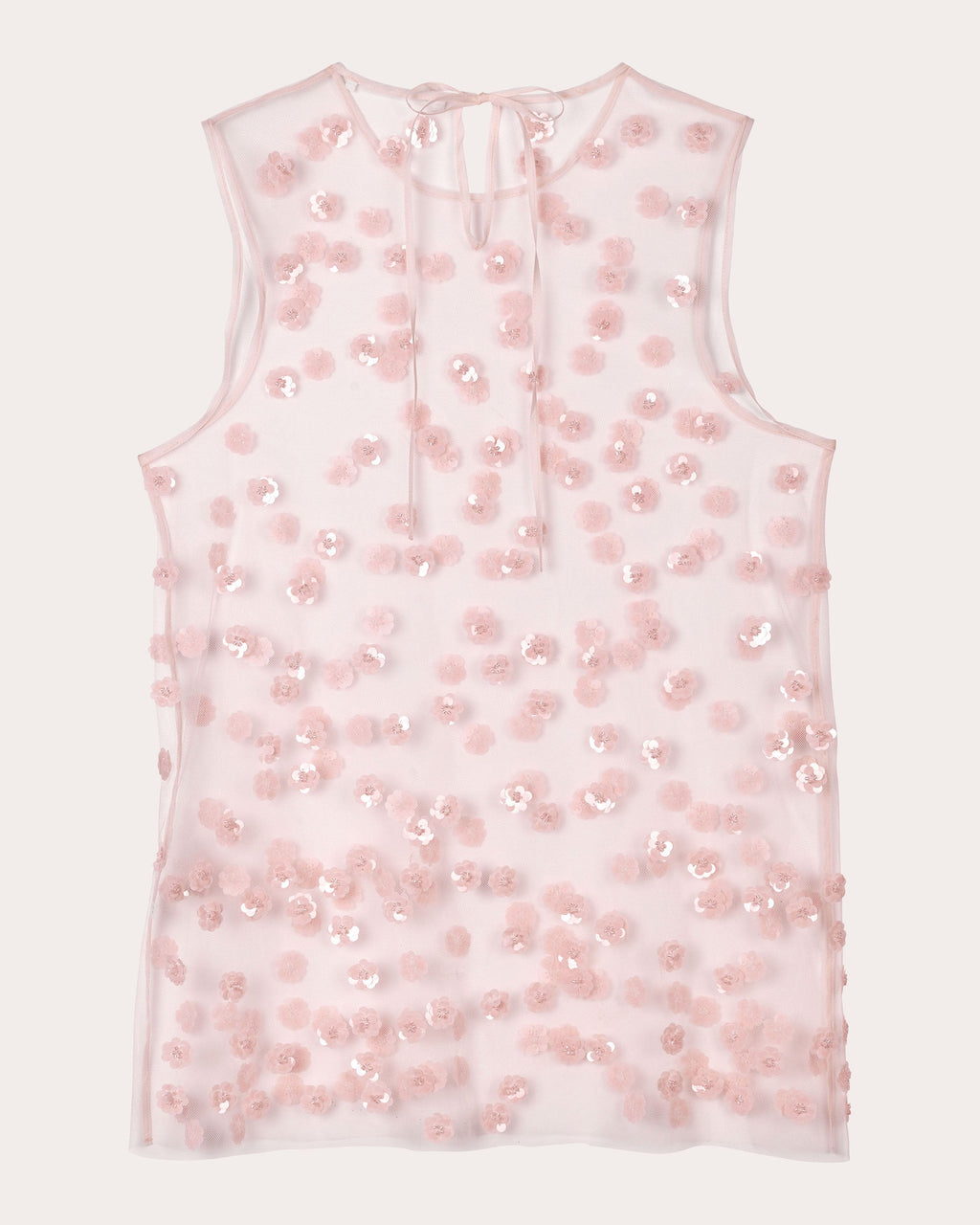 Utania Floral Sequin Sheer Tulle Sleeveless Top