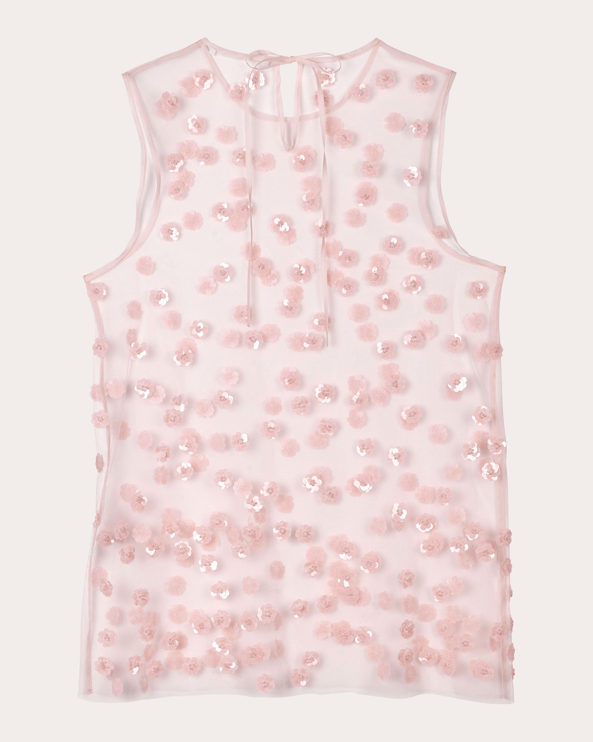 Utania Floral Sequin Sheer Tulle Sleeveless Top