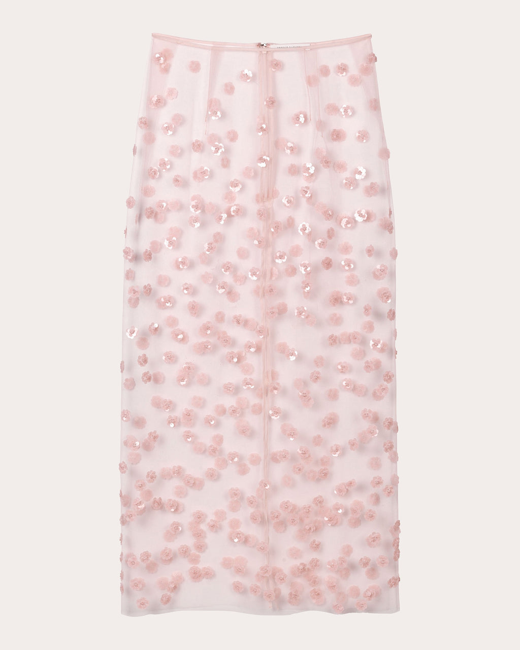 Gus Sequin Floral Sheer Tulle Pencil Skirt