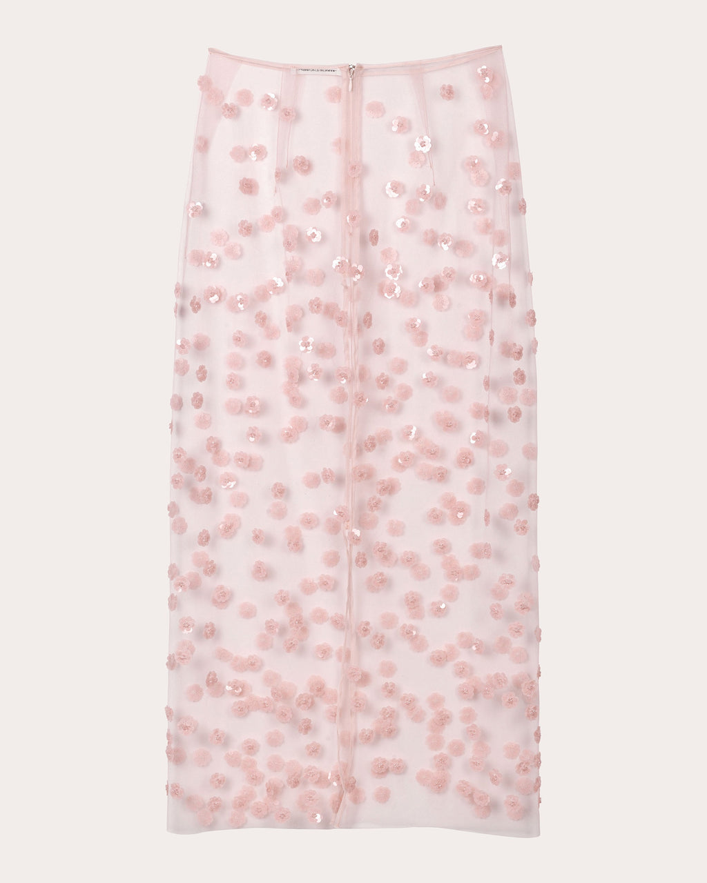 Gus Sequin Floral Sheer Tulle Pencil Skirt