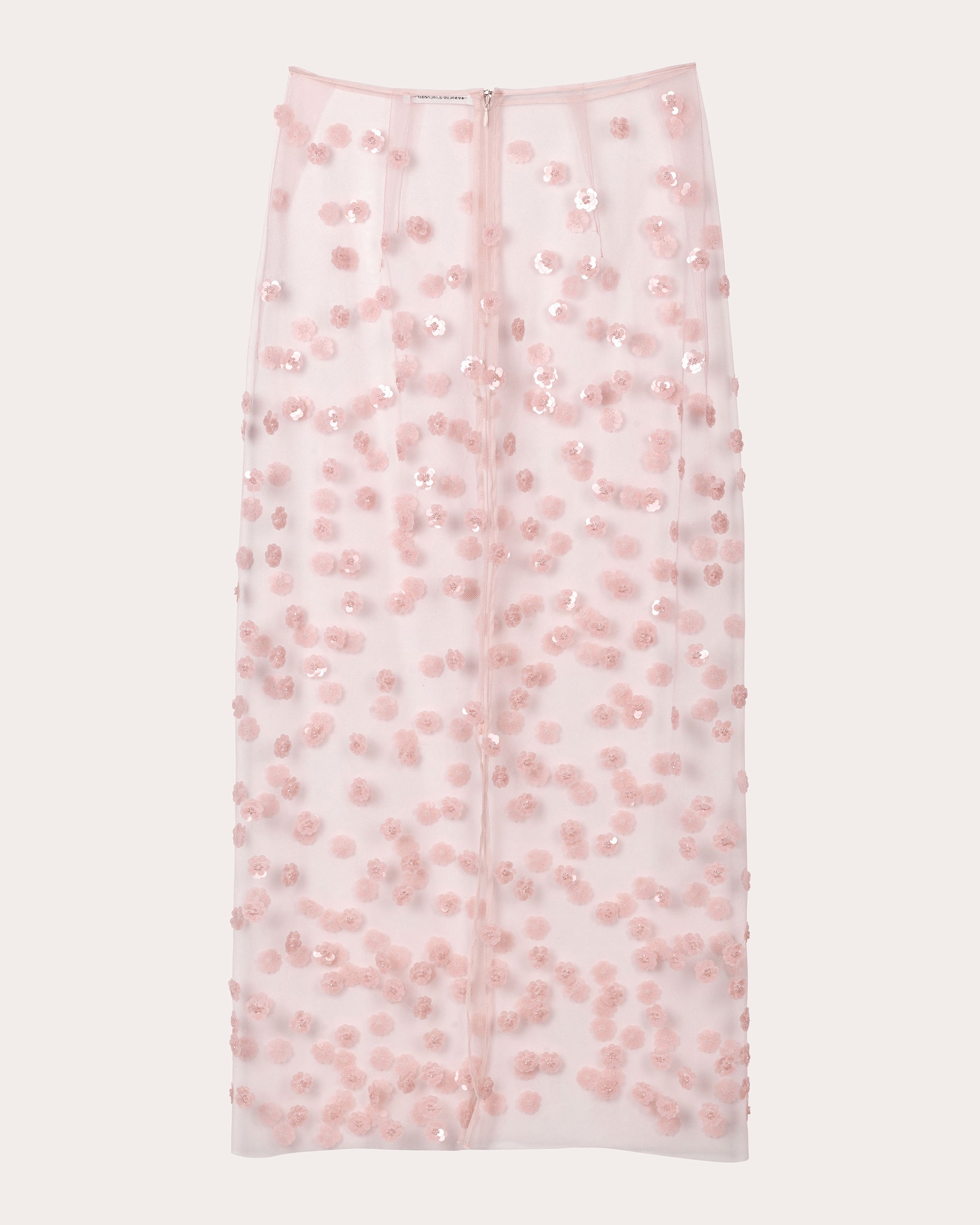 Gus Sequin Floral Sheer Tulle Pencil Skirt