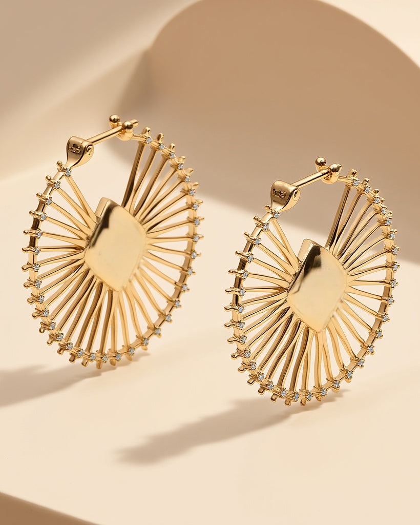 Diamond & 14k Gold 300Hz Hoop Earrings