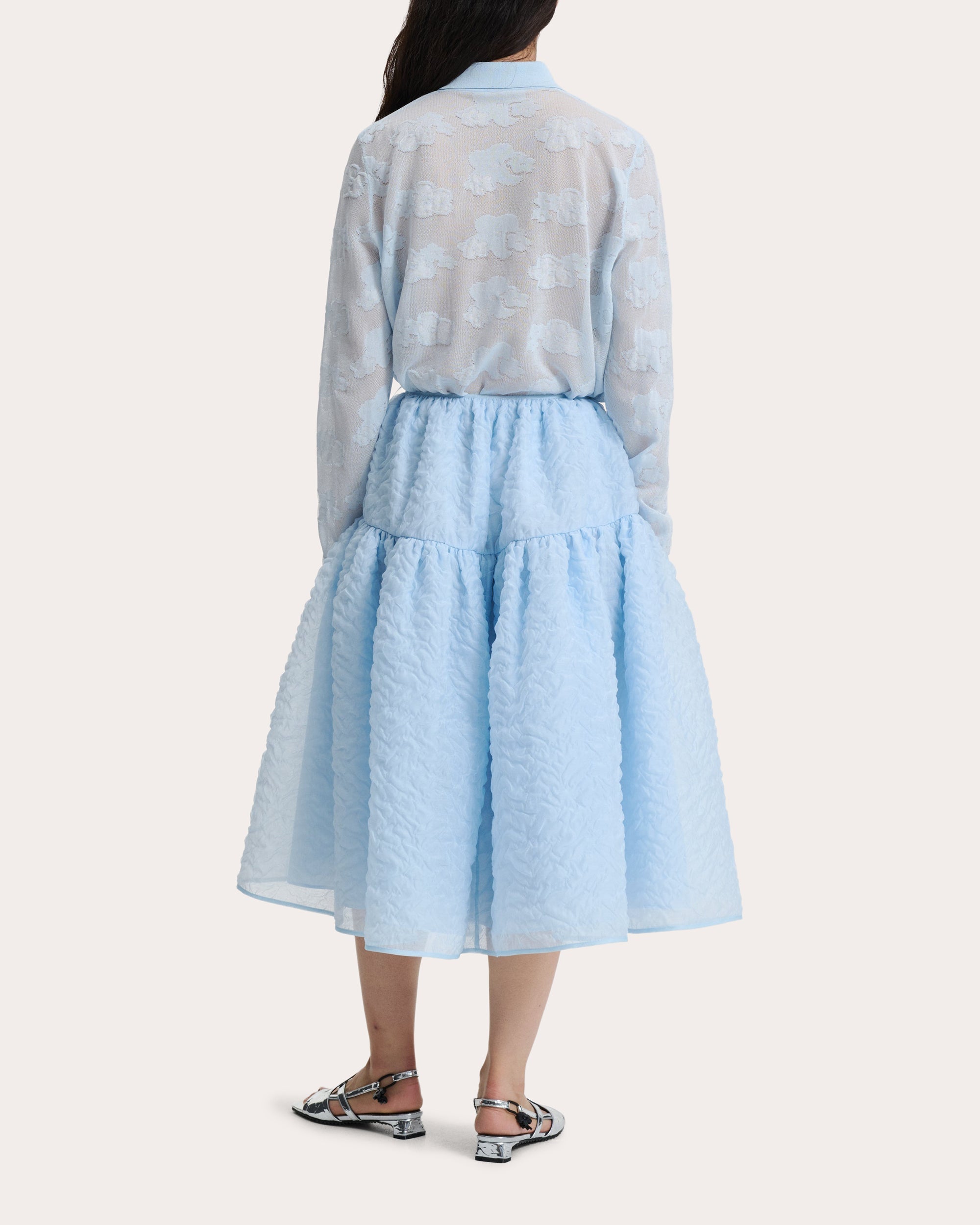 Rosie Gathered Matelassé Midi Skirt
