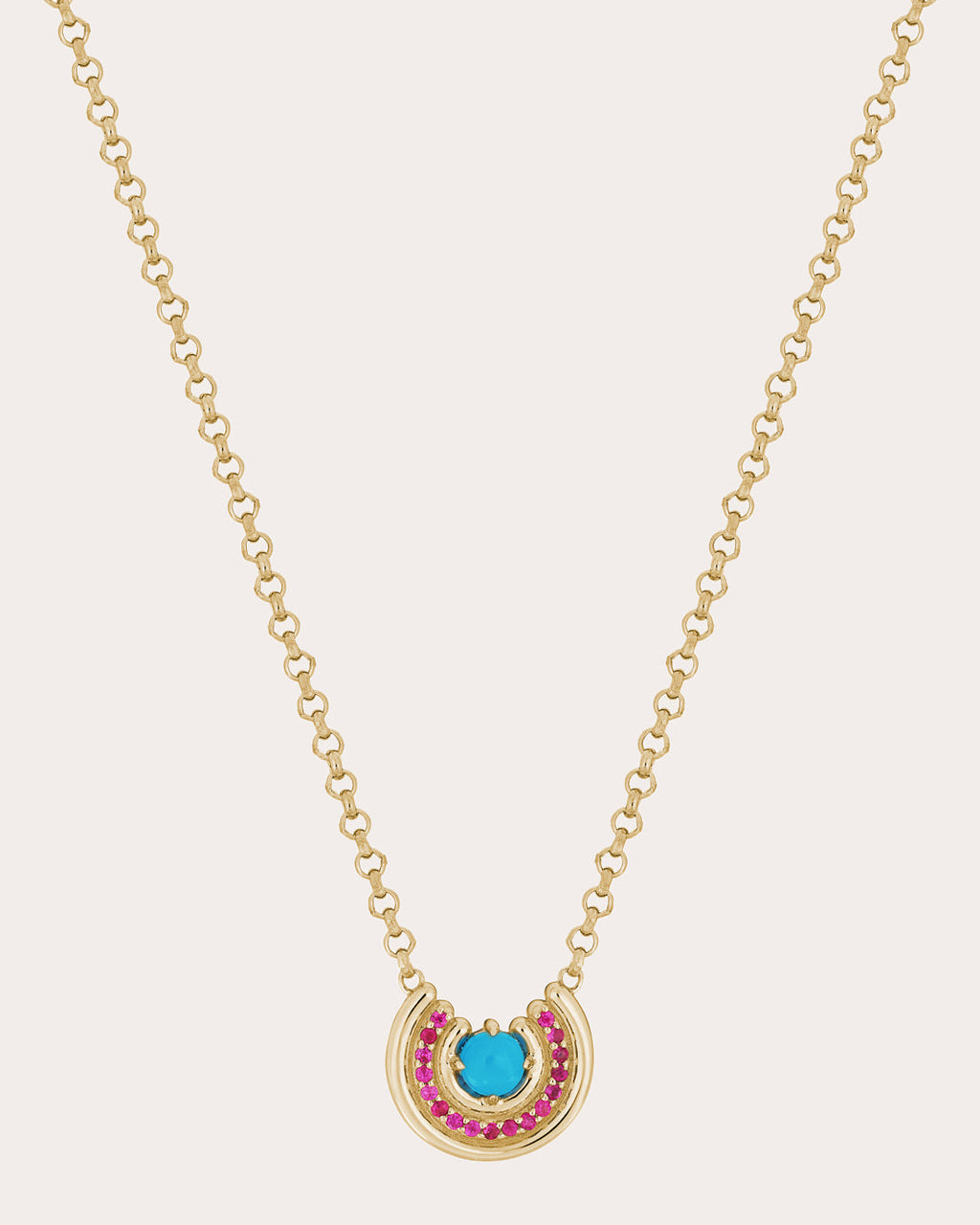 Turquoise & Pink Sapphire Revival Row Necklace