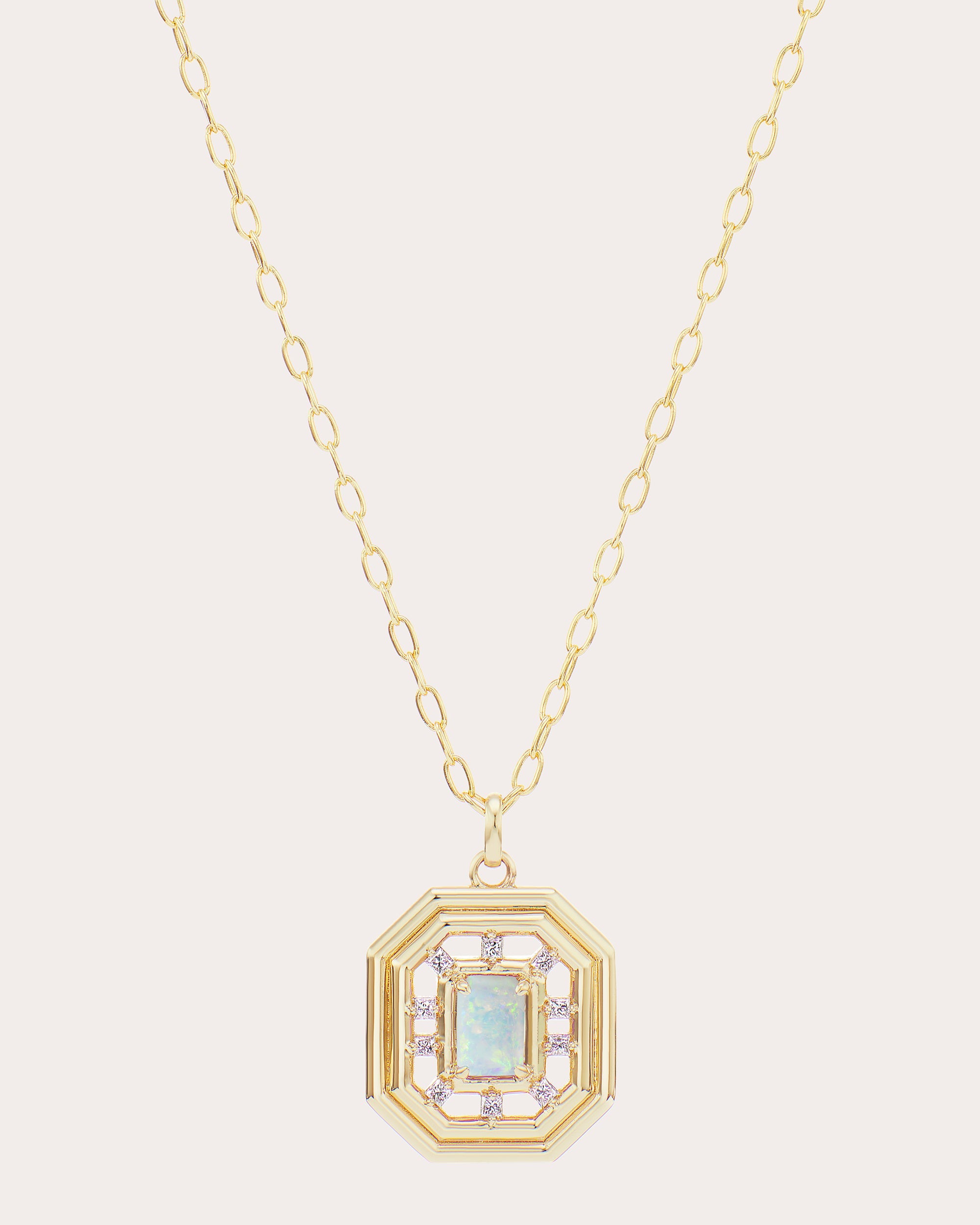 Revival Midi Nouveau 14K Gold Opal and Diamond Pendant Necklace