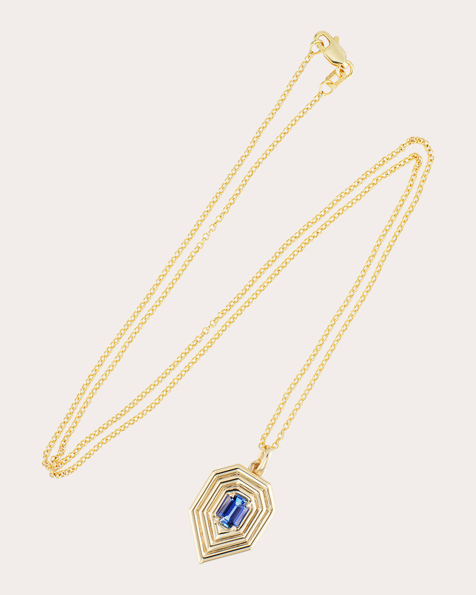 Sapphire & 14k Gold Revival Teardrop Necklace