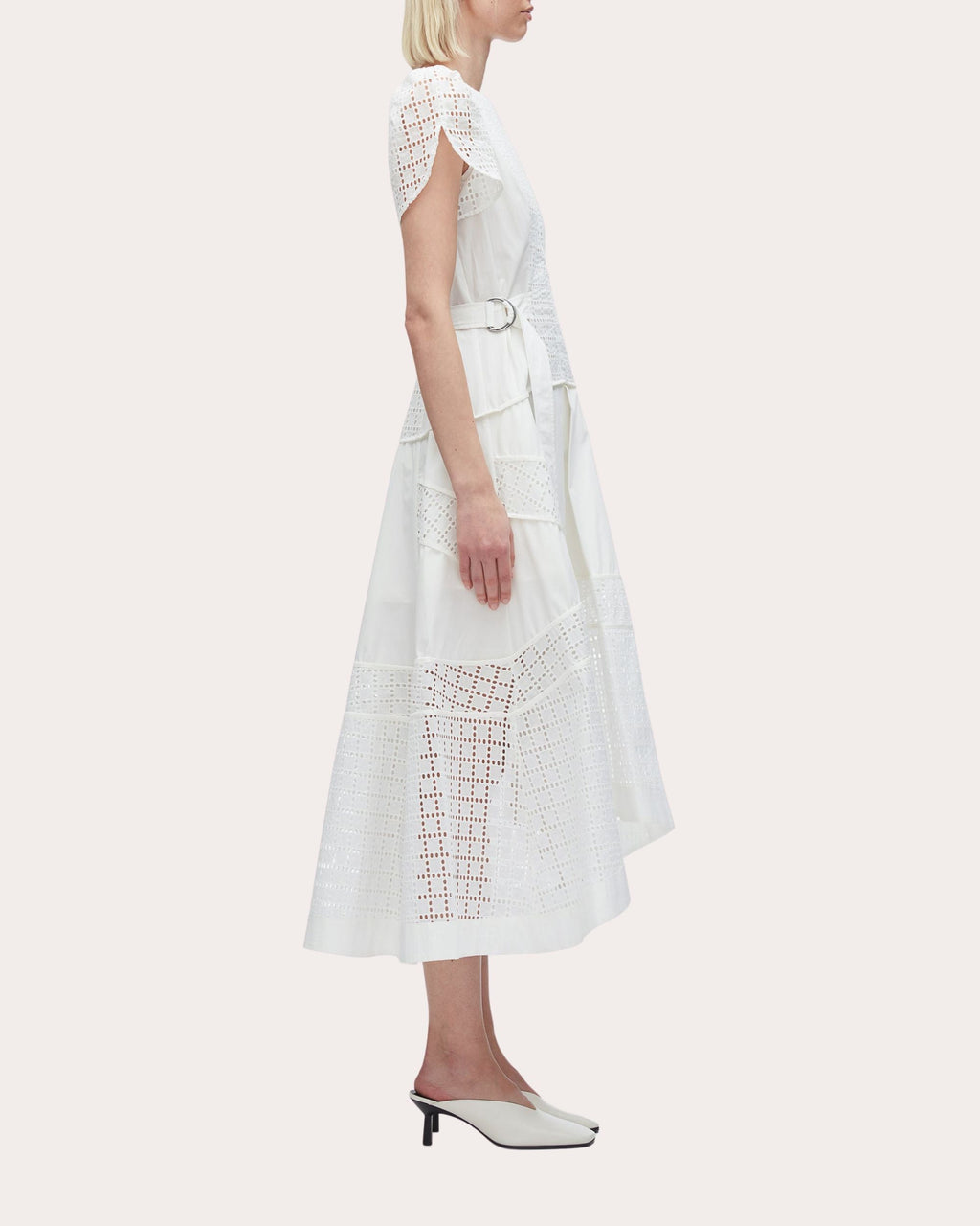 Broderie Anglaise Cotton Paneled Midi Dress