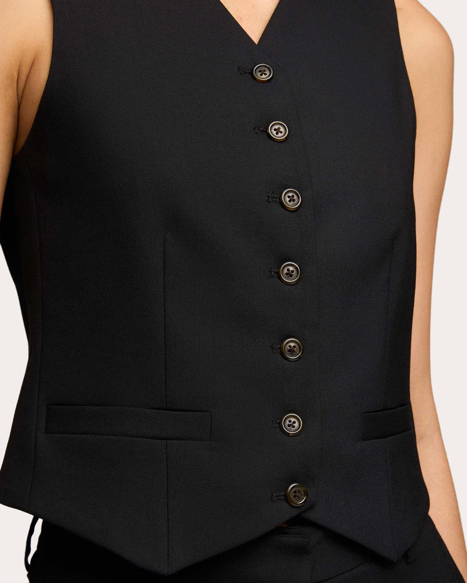 Woven Stretch-Wool Vest