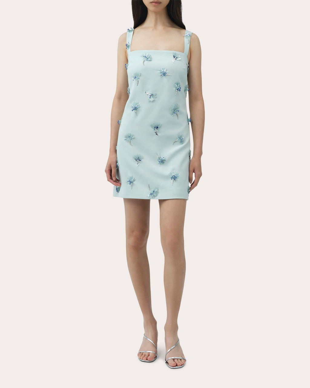 Ella Beaded Floral Paillette Crepe Mini Dress