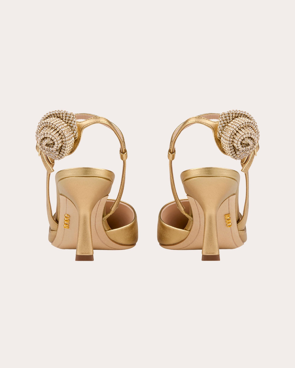 Nava 80 Crystal-Embellished Metallic Leather Slingback