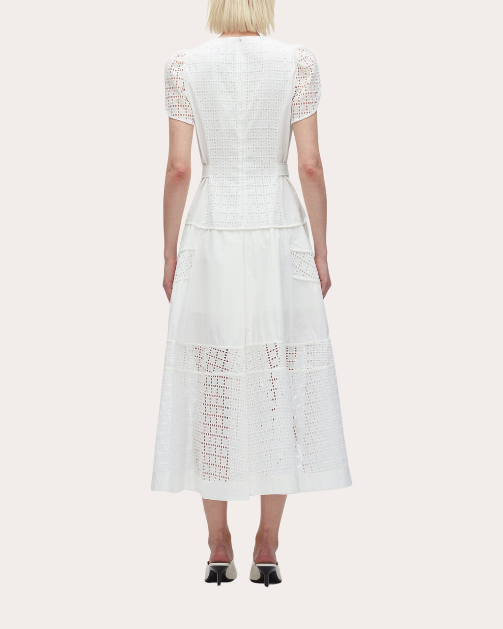 Broderie Anglaise Cotton Paneled Midi Dress