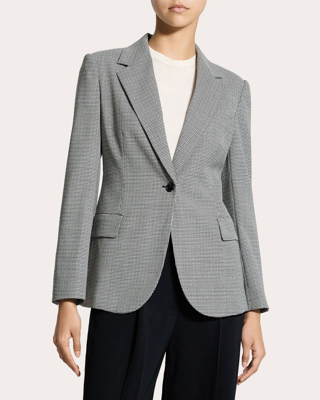 Lynnia Plaid Wool Twill Slim Blazer