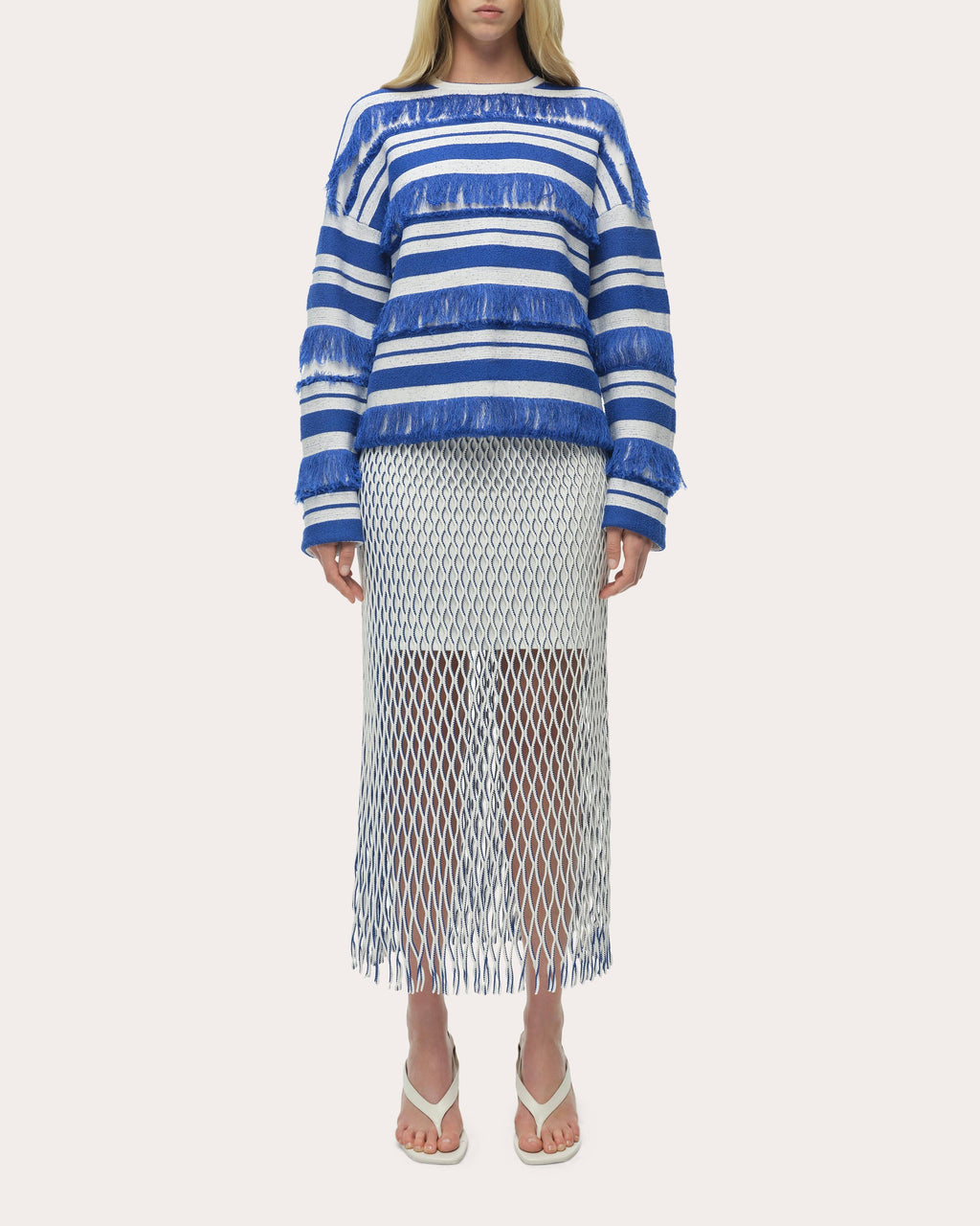 Carrick Stripe Fringe Crewneck Sweater