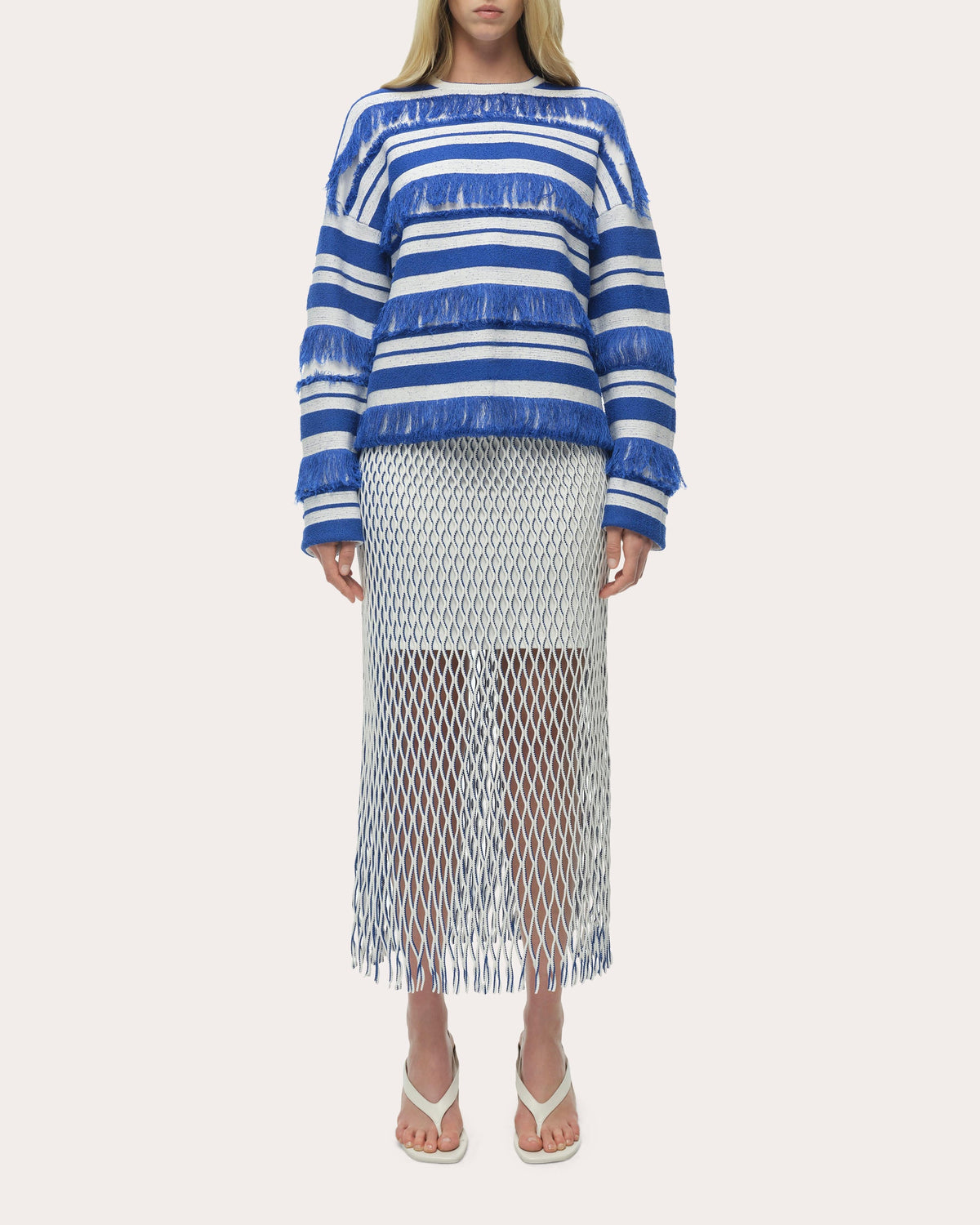 Carrick Stripe Fringe Crewneck Sweater