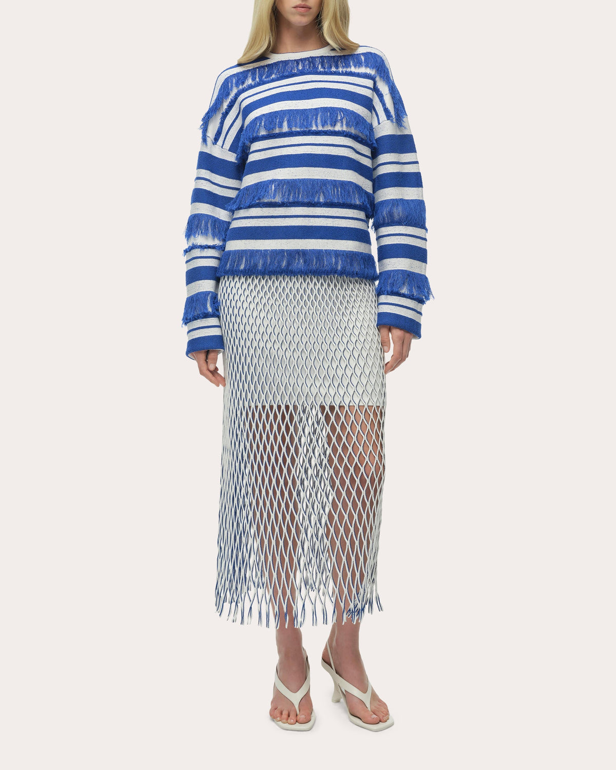 Carrick Stripe Fringe Crewneck Sweater