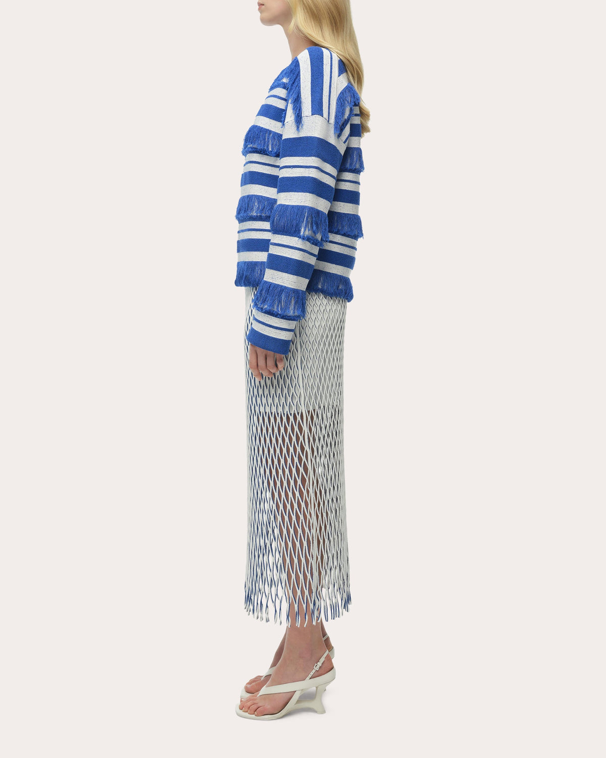 Carrick Stripe Fringe Crewneck Sweater