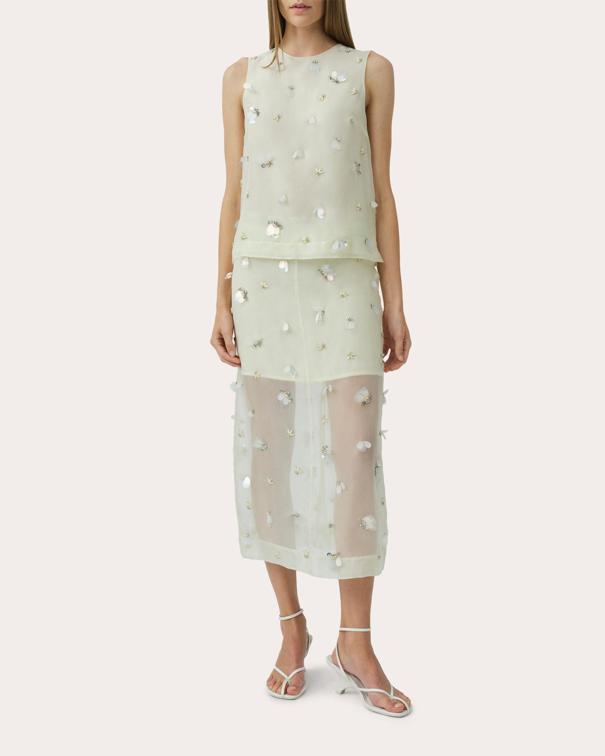 Celia Embellished Organza Sleeveless Top