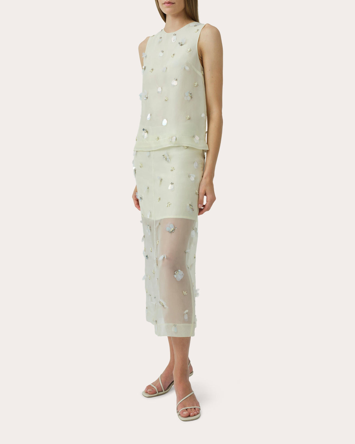 Celia Embellished Organza Sleeveless Top