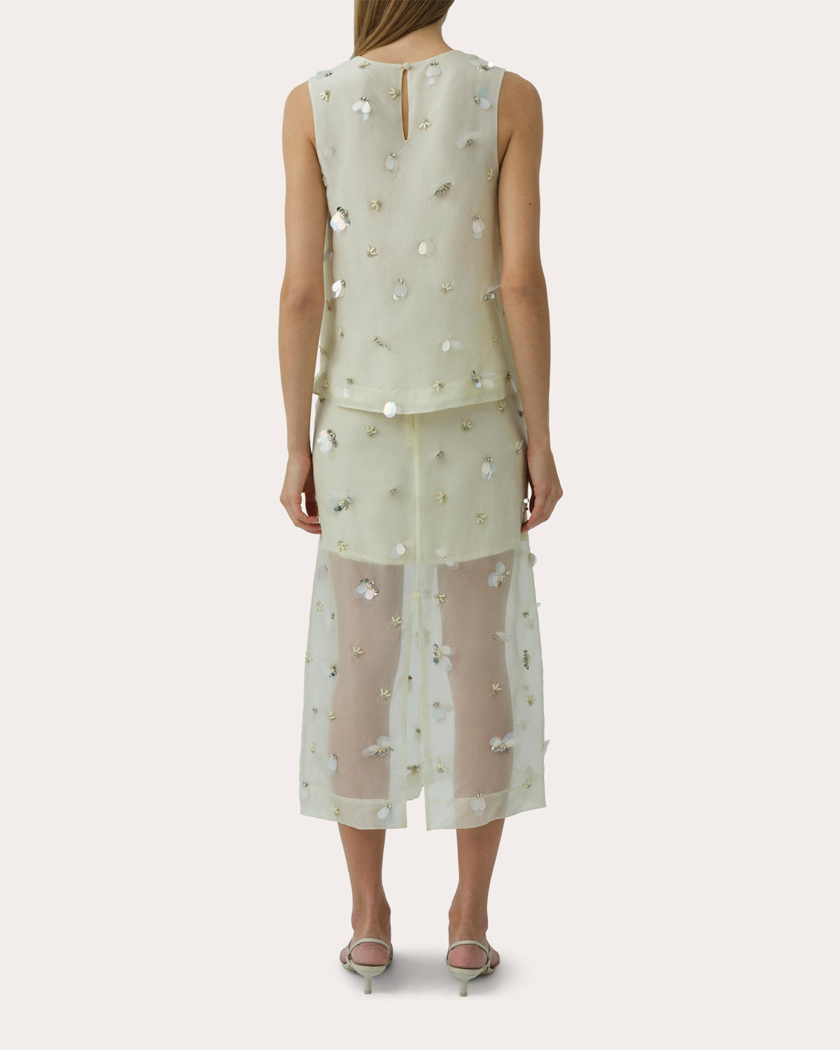 Celia Embellished Organza Sleeveless Top