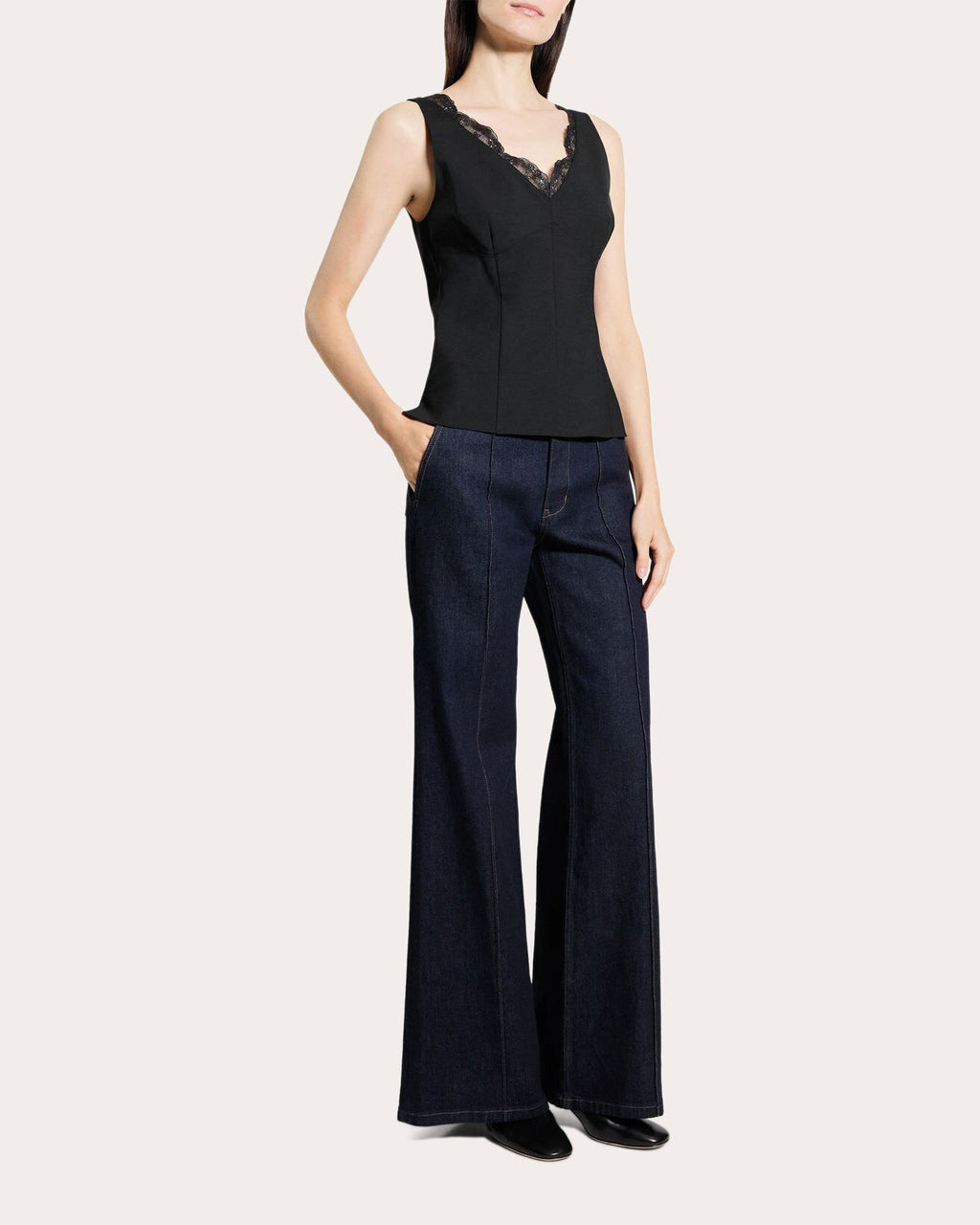 Lace V-Neck Tailored Tank Top
