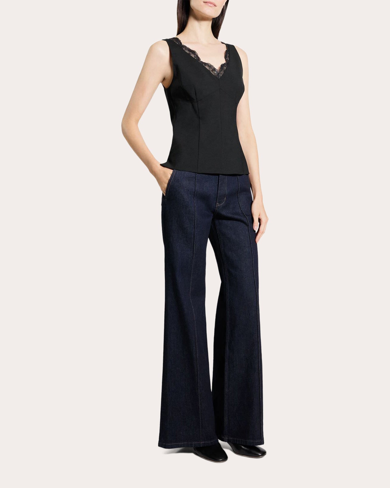 Lace V-Neck Tailored Tank Top