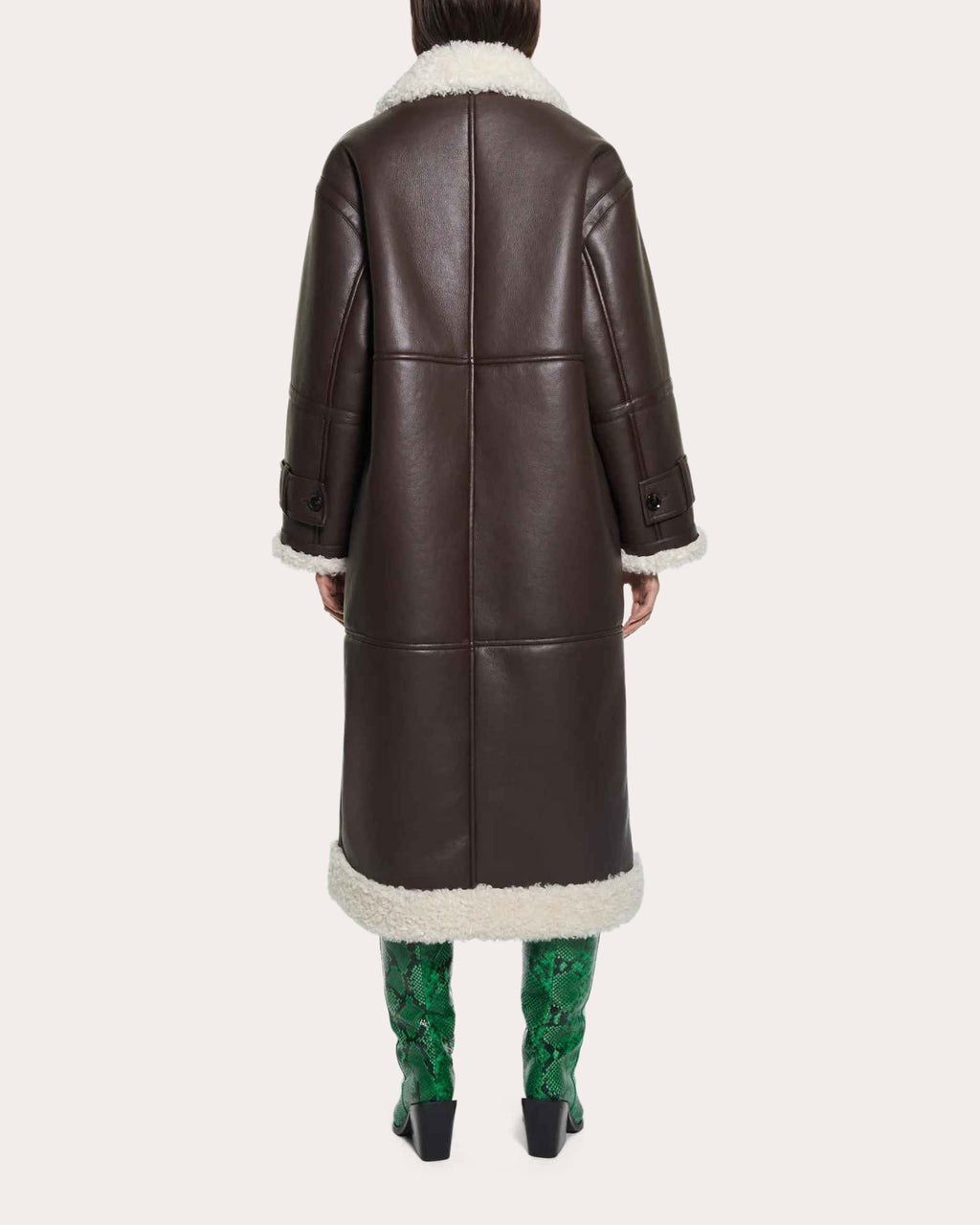 Hayley Faux Leather Shearling Double-Breasted Coat