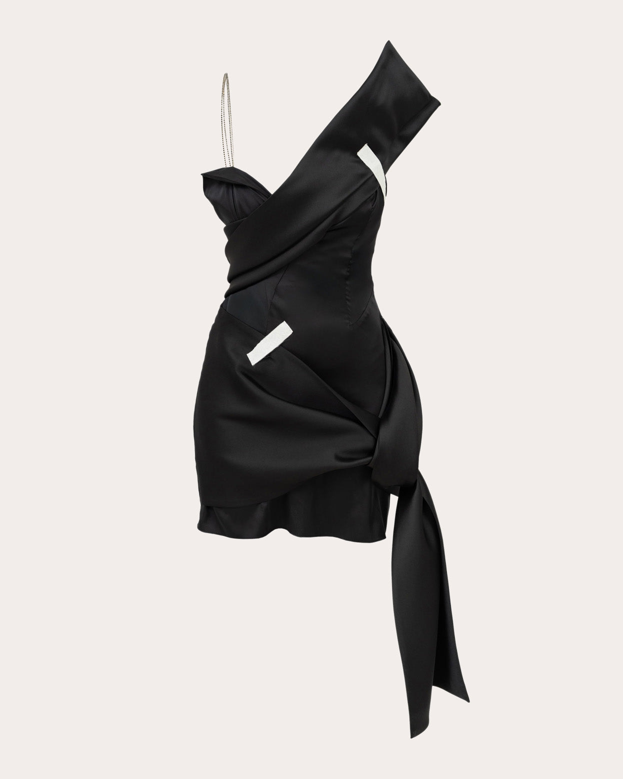 Janet Satin Draped Asymmetric Mini Dress