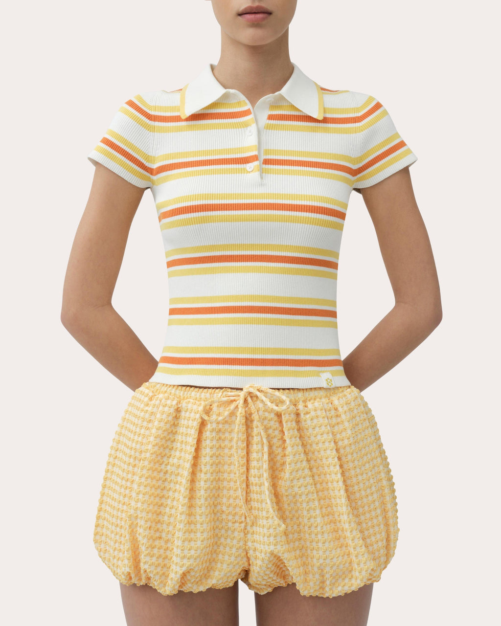 Luka Stripe Rib Knit Fitted Polo