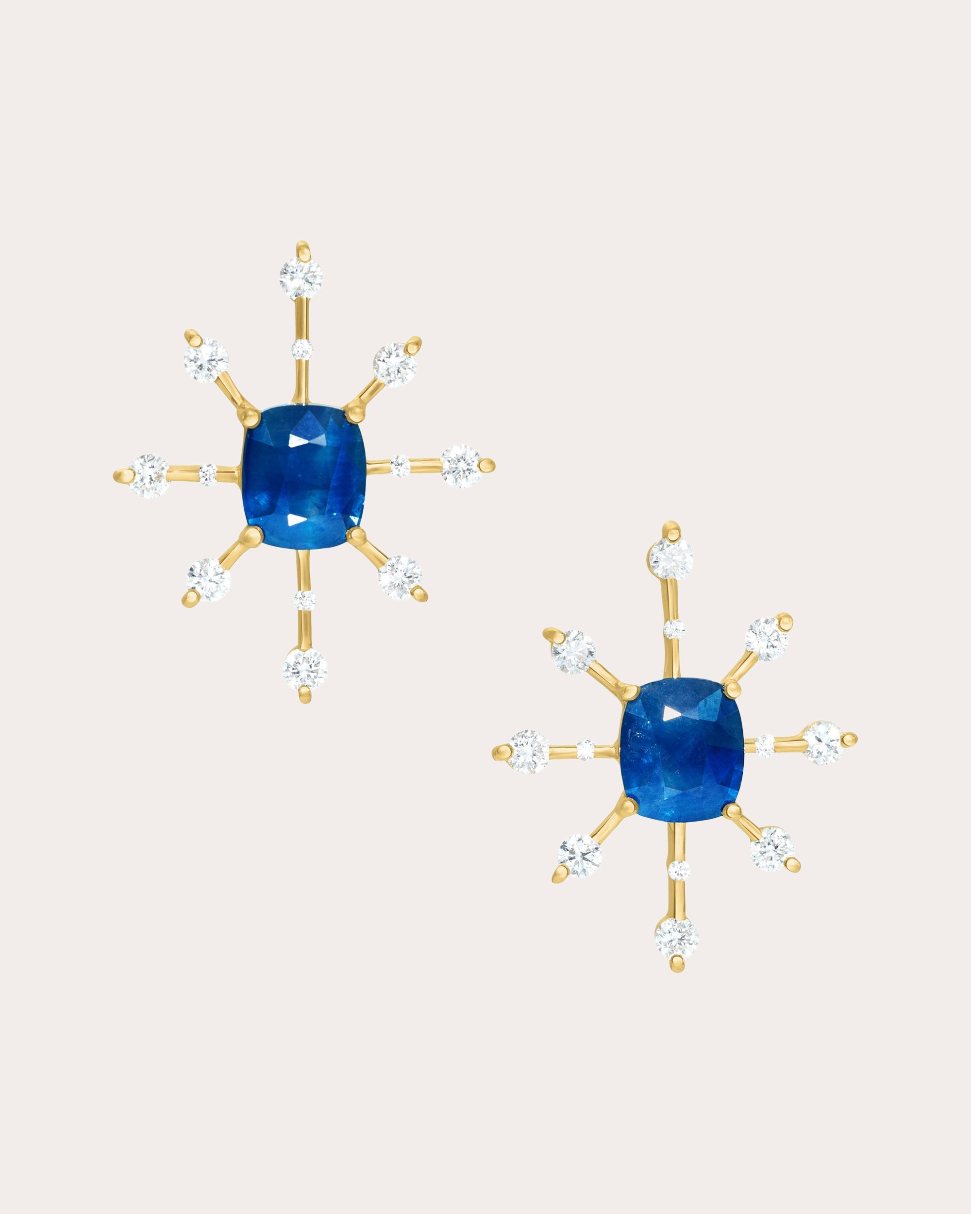 Ceylon Sapphire & Diamond Starburst Stud Earrings