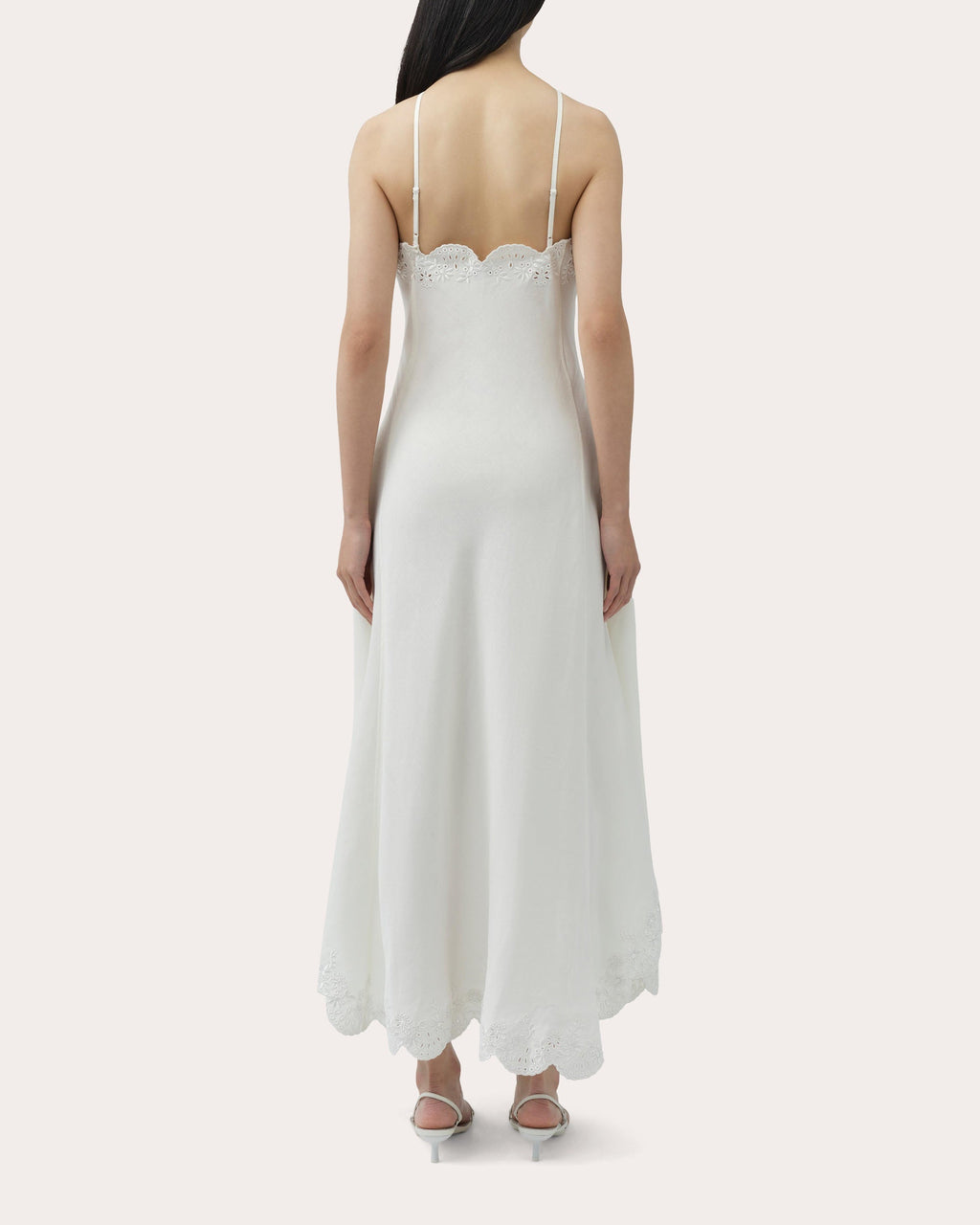 Gillian Embroidered Linen Halter Midi Dress