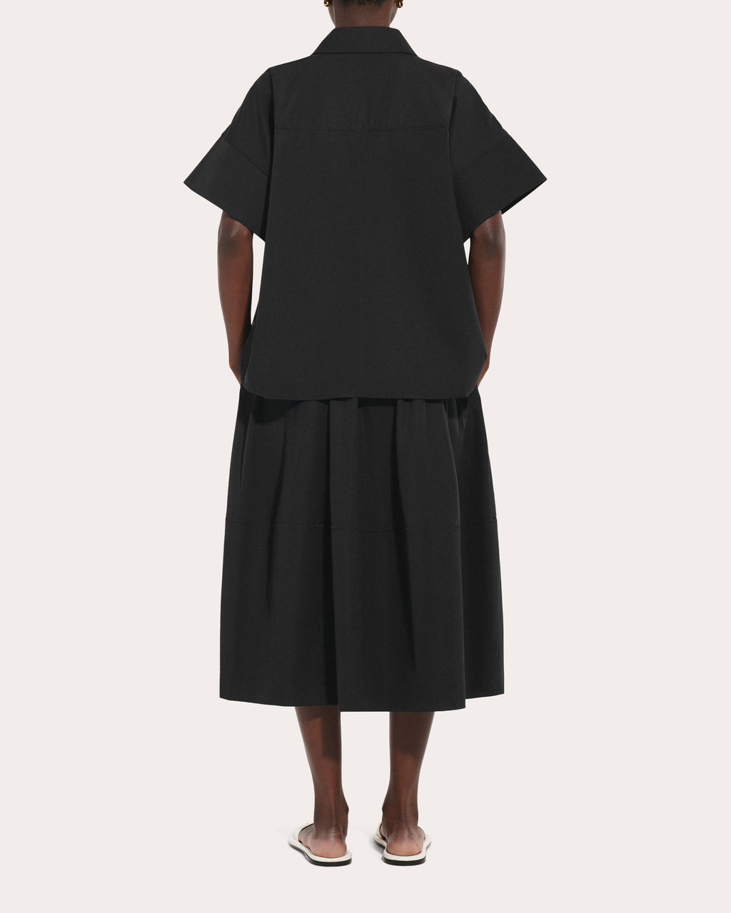 Cotton Poplin Full Midi Skirt