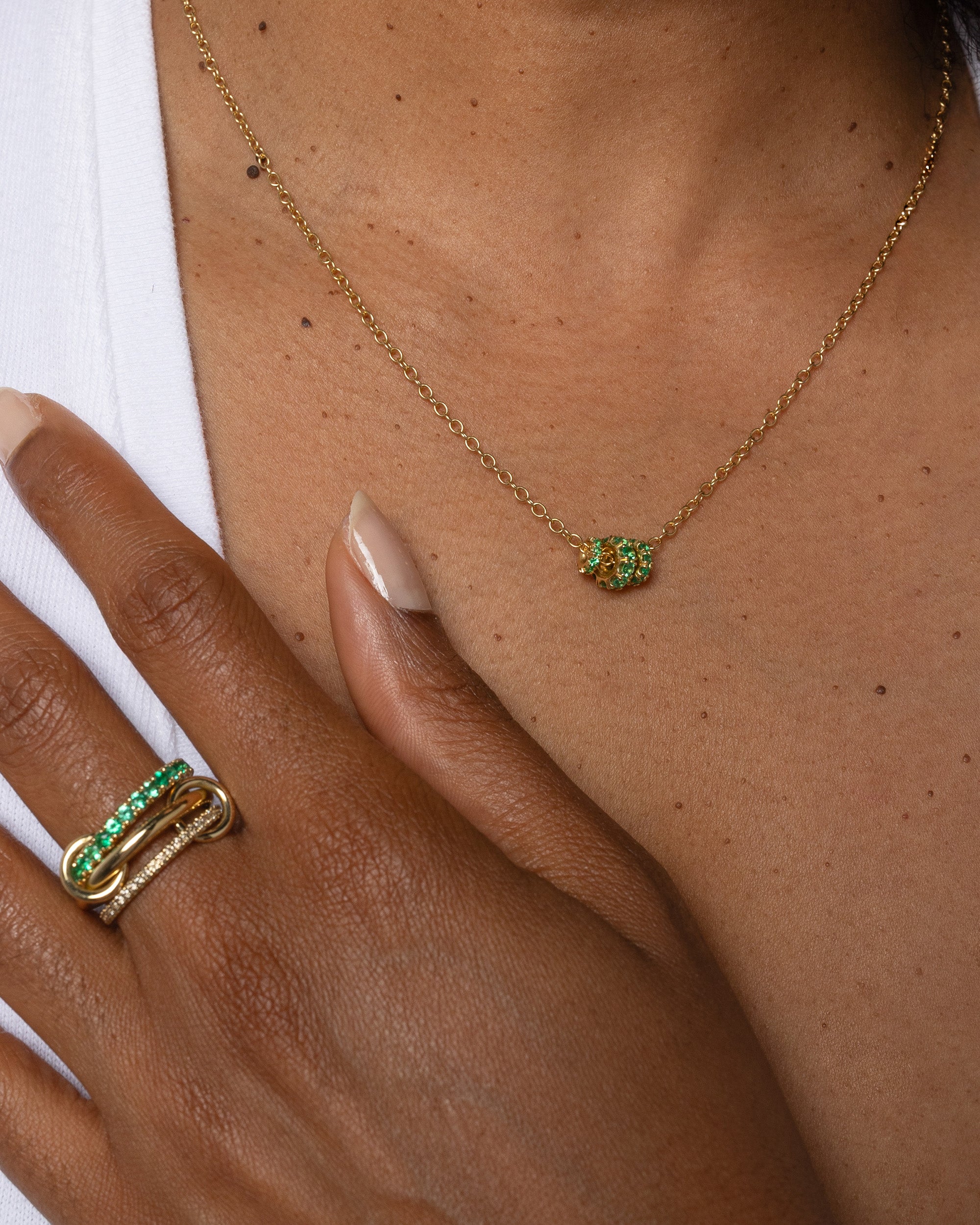 Emerald & 18k Gold Vesta Necklace